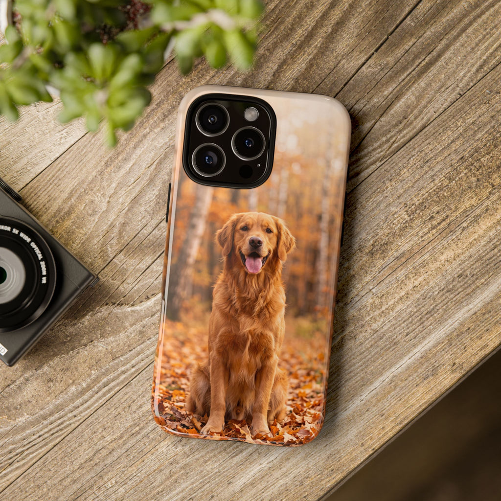 Golden Retriever Autumn Forest Phone Case | Happy Dog in Fall Foliage | Samsung & iPhone