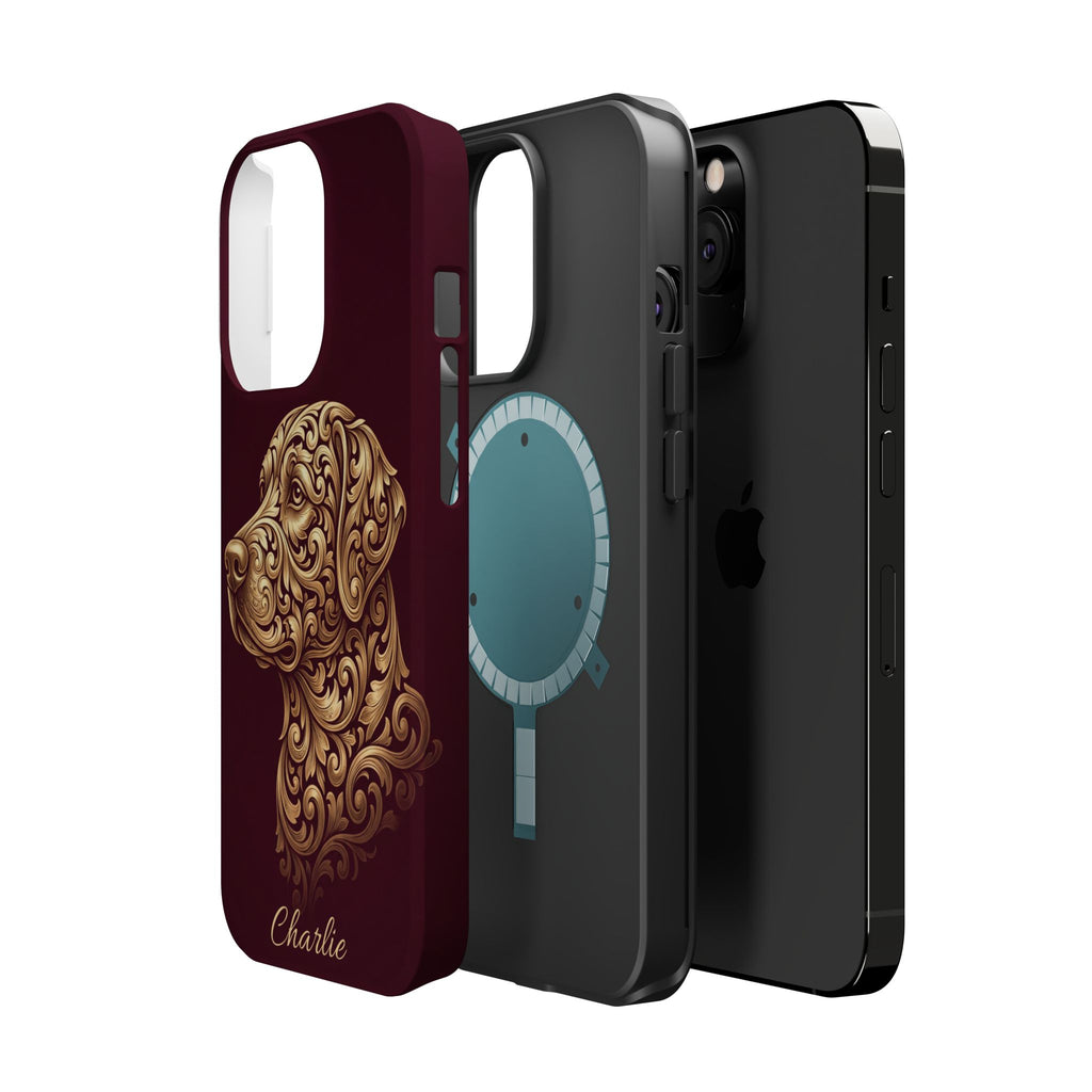 Personalized Gold Filigree Labrador Phone Case — Tough Magnetic Case with Wireless Charging