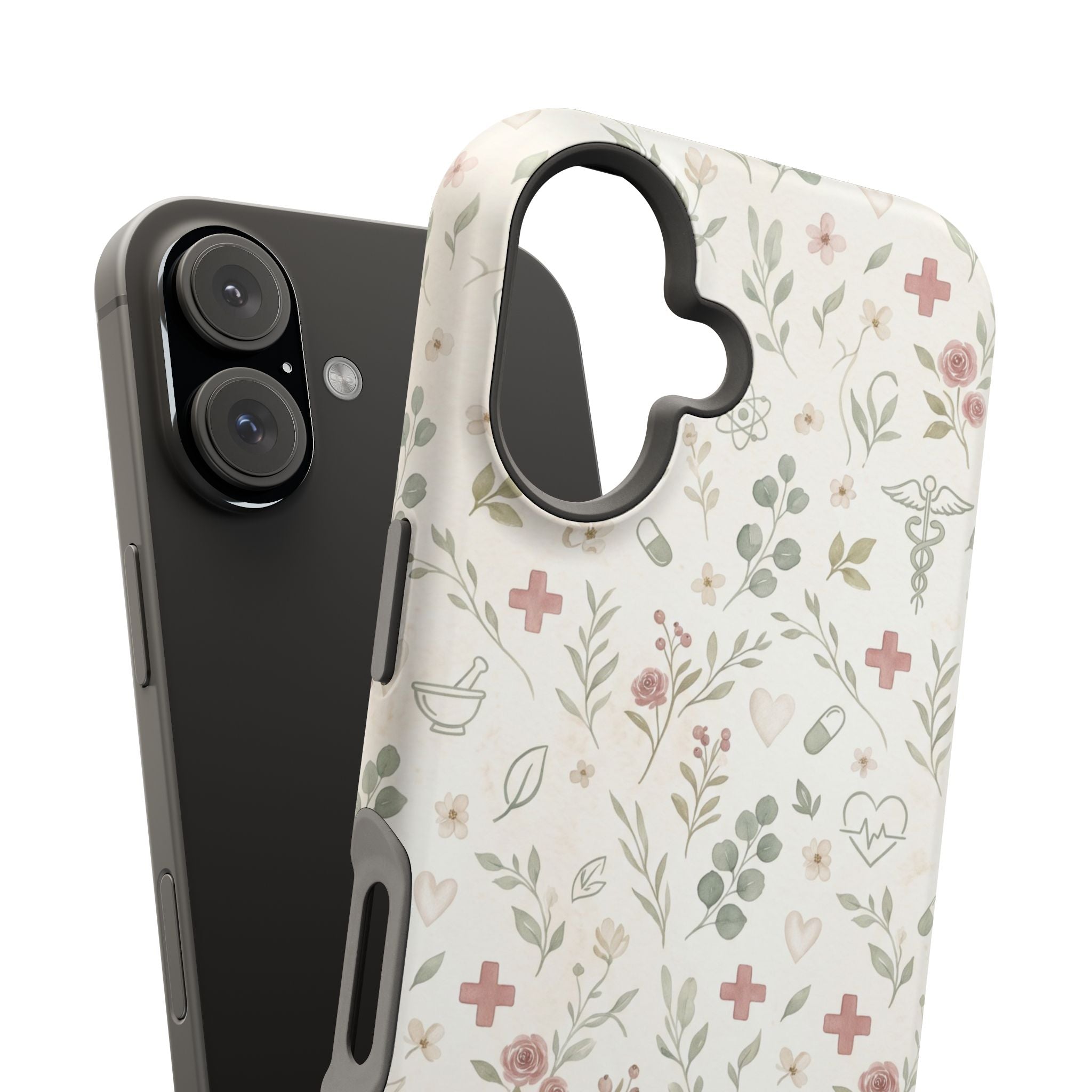 Floral Nurse Phone Case — Impact-Resistant Wireless Charging Cover