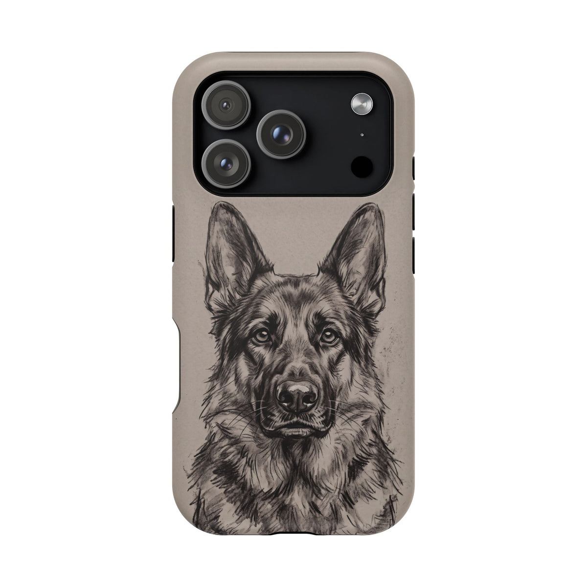 German Shepherd Phone Case | Charcoal Sketch Art — Tough Magnetic Case with Wireless Charging