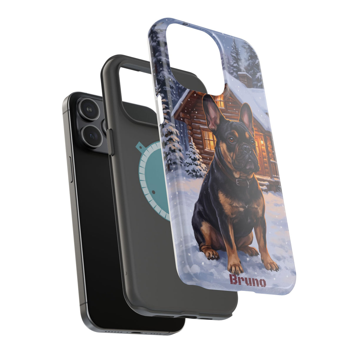 Personalized French Bulldog Cozy Cabin Phone Case — Wireless Charging Cover