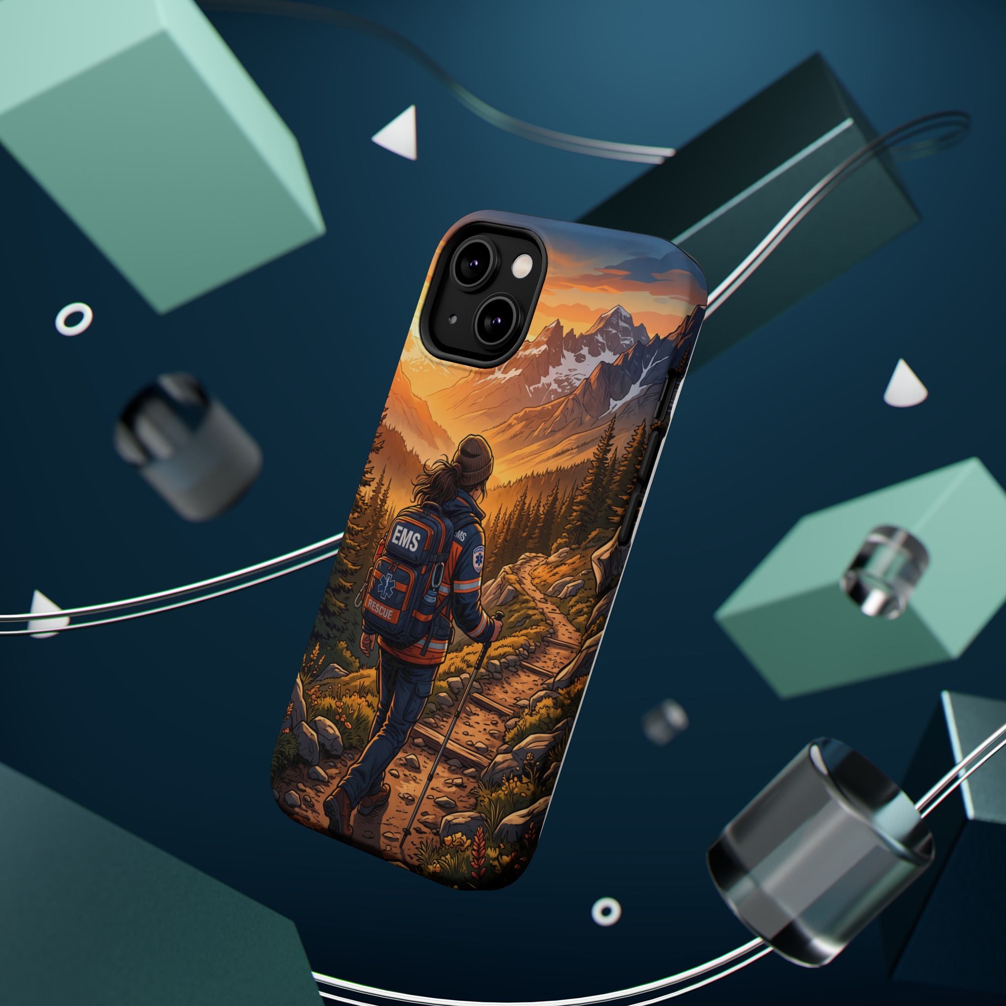 Paramedic/EMT Mountain Phone Case — Magnetic Wireless Charging Cover