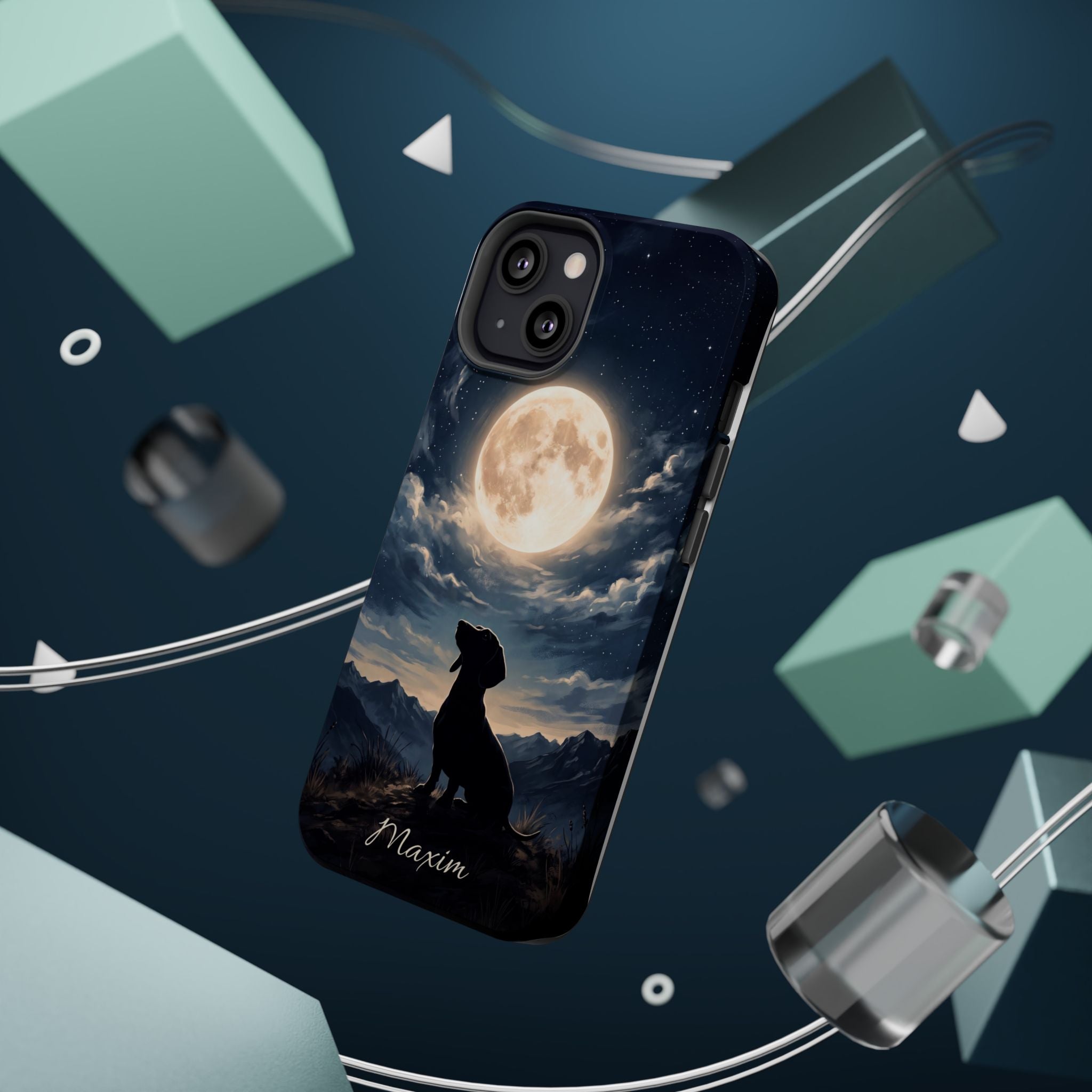 Personalized Dachshund Moonlight Phone Case — Wireless Charging Cover