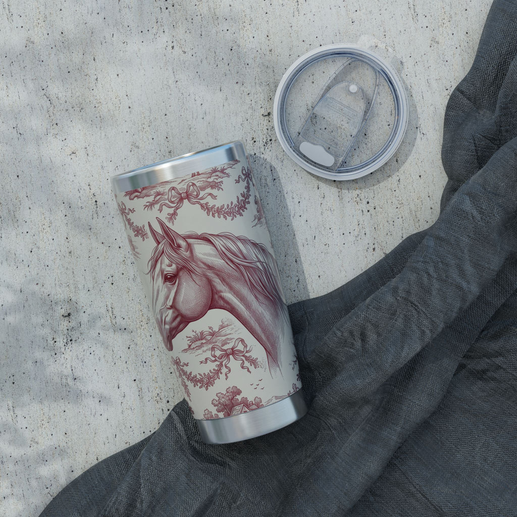 Horse Tumbler | Toile de Jouy Art — 20 oz Stainless Travel Mug