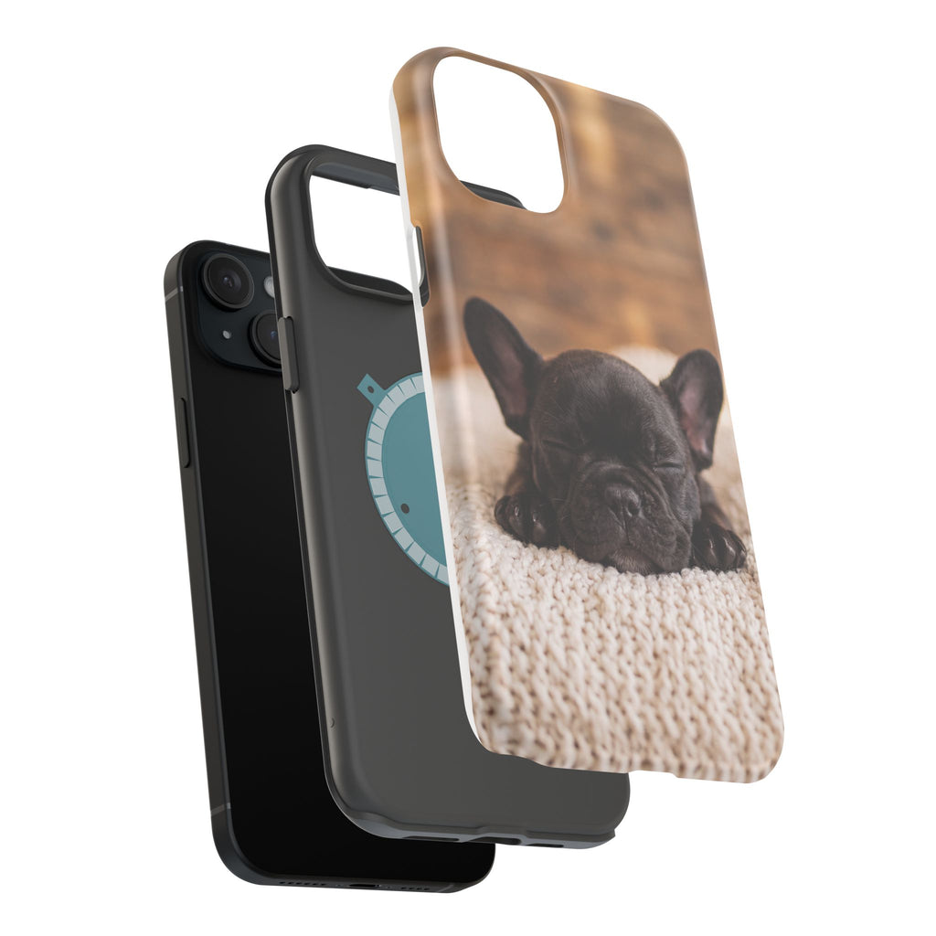 Sleepy French Bulldog Phone Case — Impact-Resistant Wireless Charging Cover