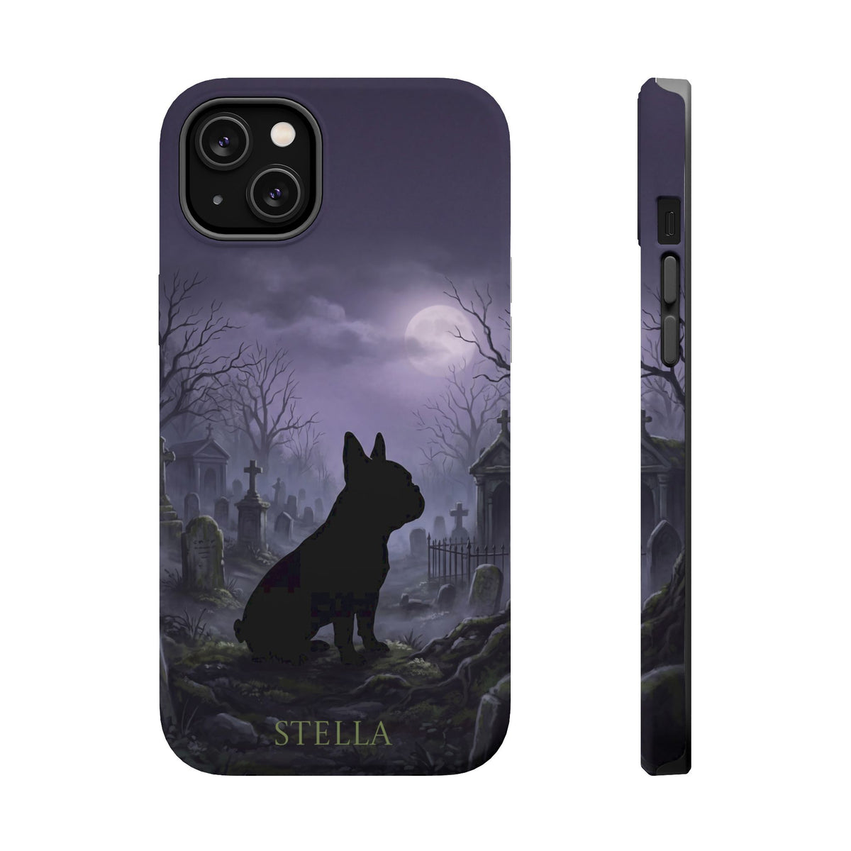 Personalized French Bulldog Moonlit Graveyard Phone Case — Wireless Charging Cover