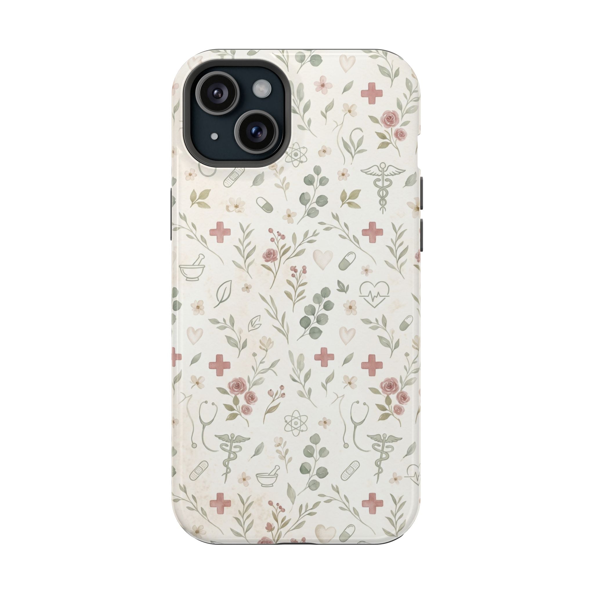 Floral Nurse Phone Case — Impact-Resistant Wireless Charging Cover