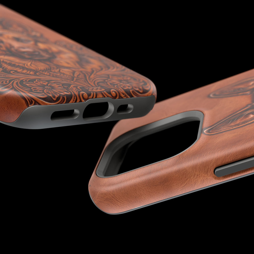 German Shepherd Phone Case | Western Tooled Art — Tough Magnetic Case with Wireless Charging