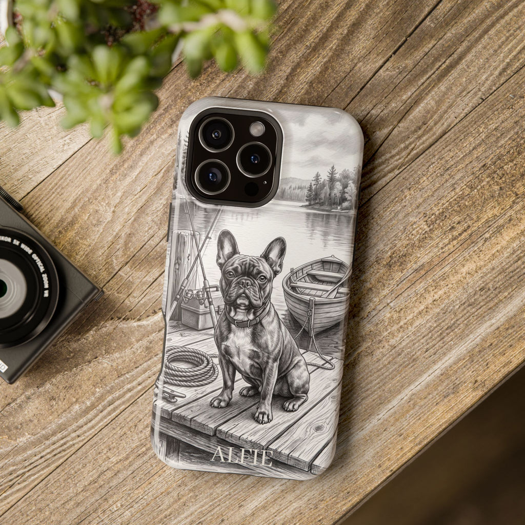 Personalized French Bulldog Lakeside Dock Phone Case — Wireless Charging Cover