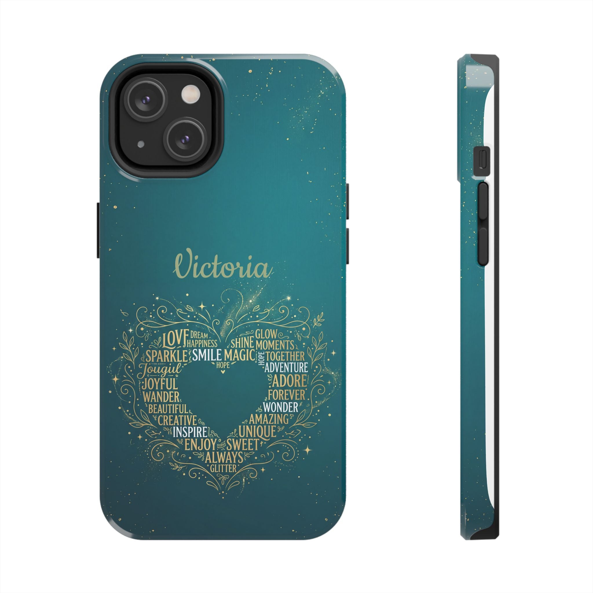 Personalized Teacher Phone Case — Custom Name Heart Word Art Design