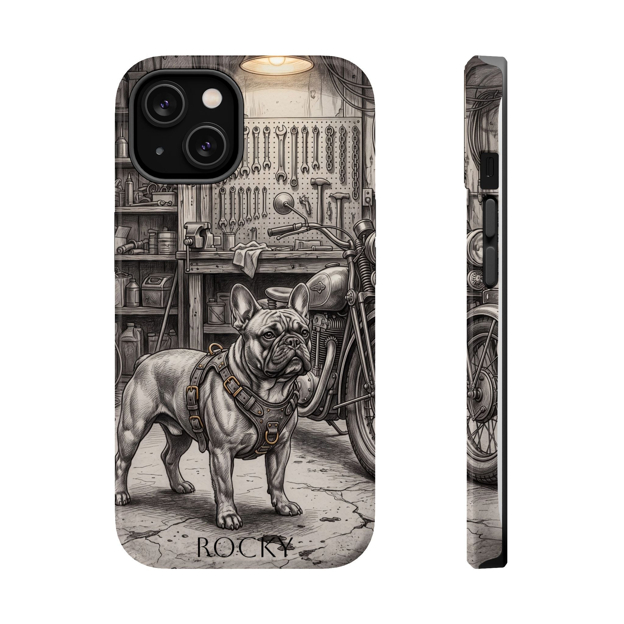 Personalized French Bulldog Vintage Street Phone Case — Wireless Charging Cover
