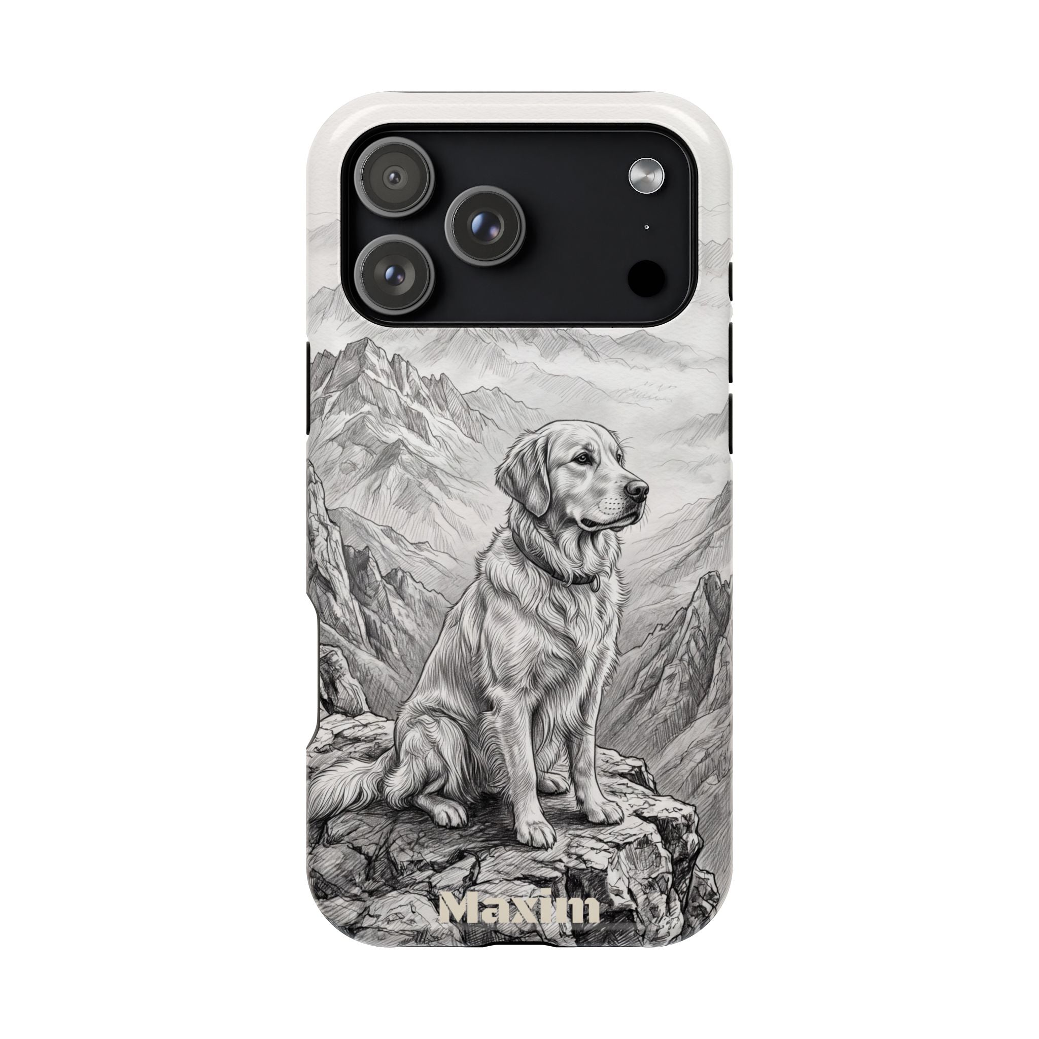 Personalized Golden Retriever Mountain Peak Phone Case — Wireless Charging Cover