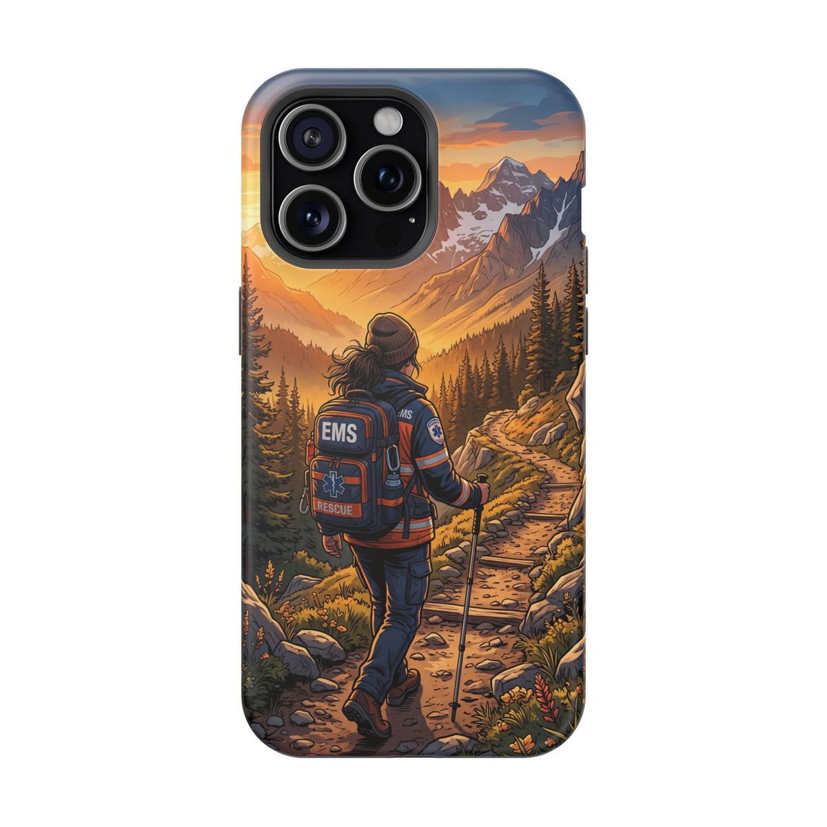 Paramedic/EMT Mountain Phone Case — Magnetic Wireless Charging Cover