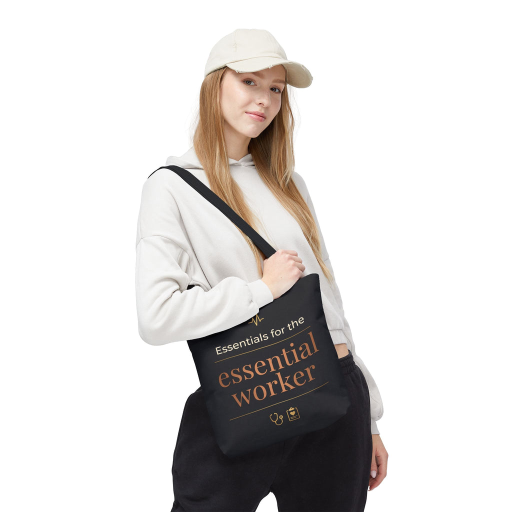 Essentials for the Essential Worker Tote | Healthcare Worker Gift Tote Bag | Nurse Doctor Appreciation Gift | Premium Polyester Carry-All