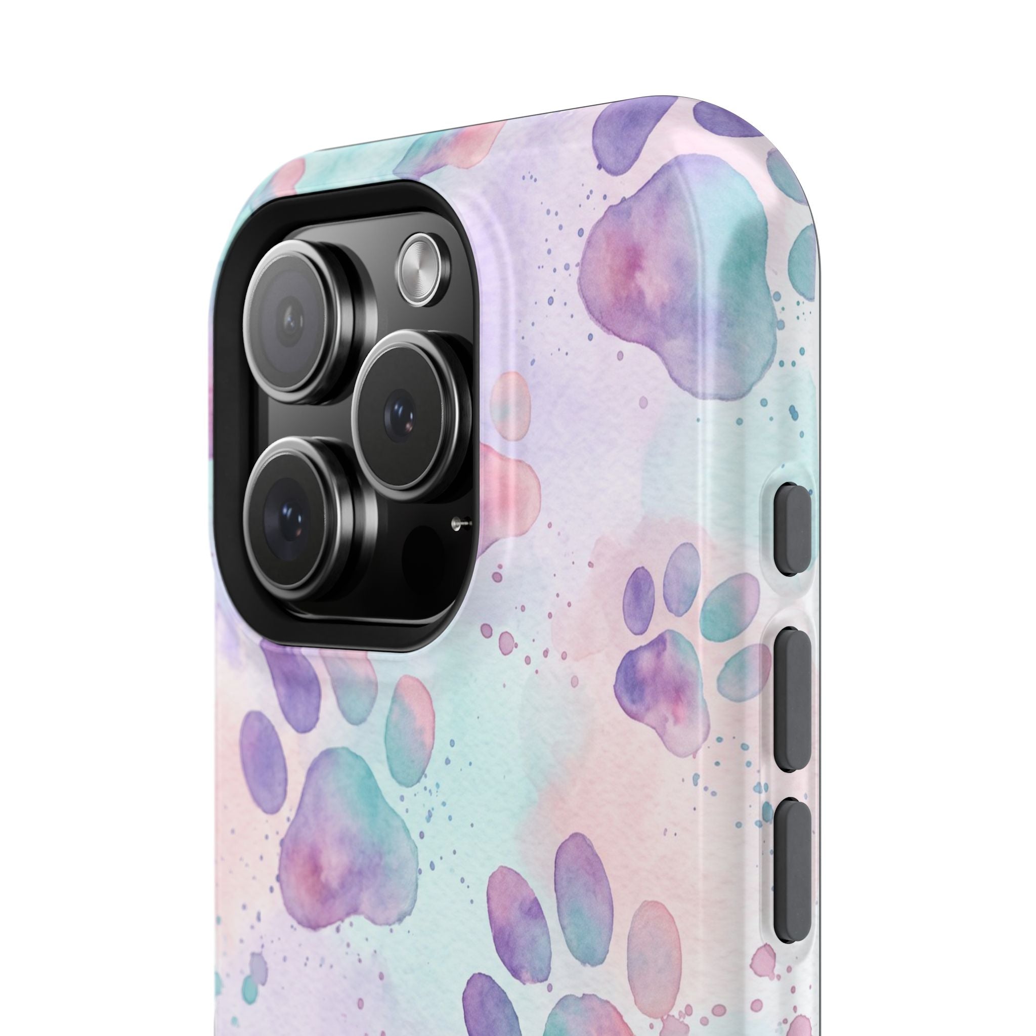 Watercolor Paw Print Phone Case — Impact-Resistant Wireless Charging Cover