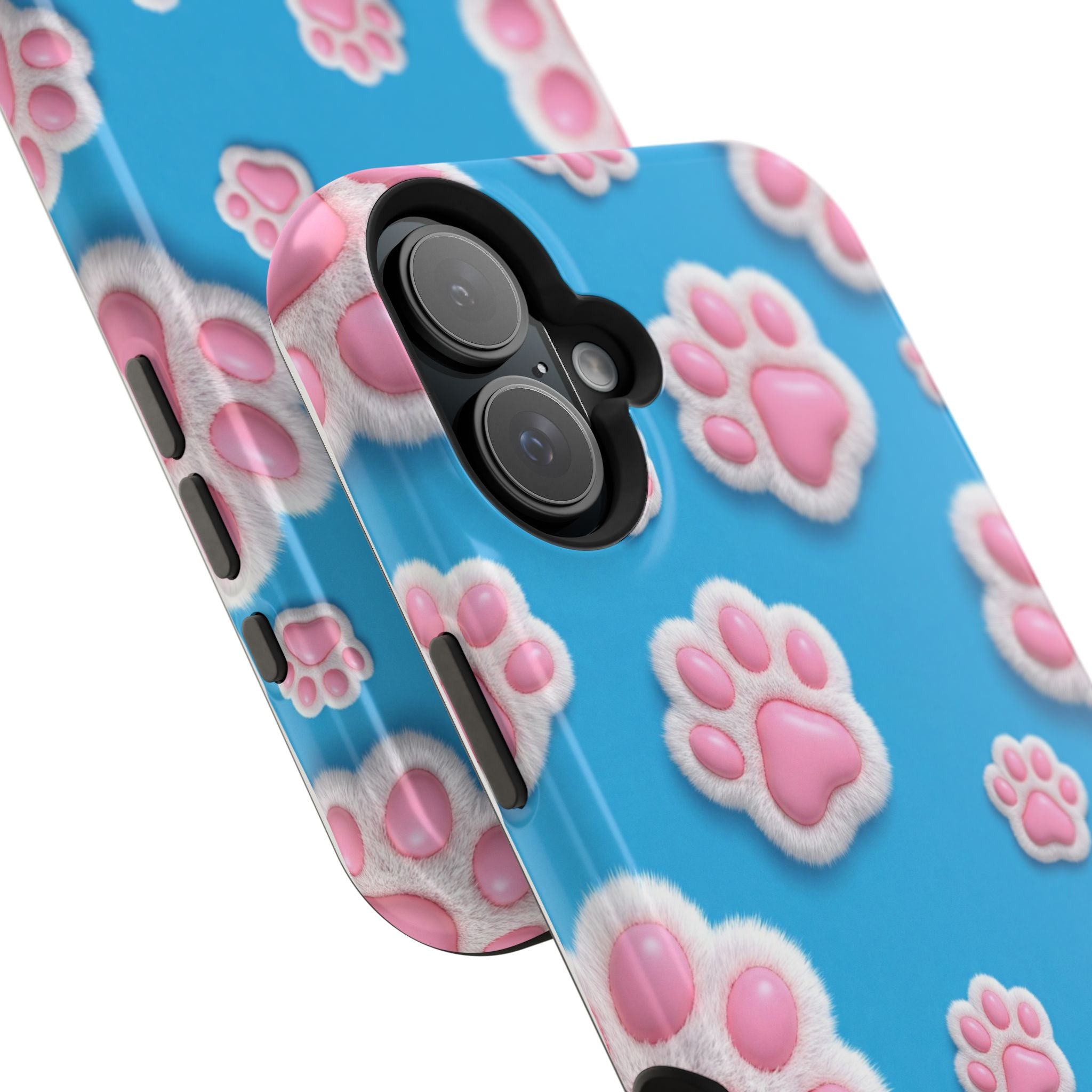 Fluffy Paw Print Phone Case | Cute 3D Pink Paw Pattern Case for Dog & Cat Lovers | iPhone & Samsung