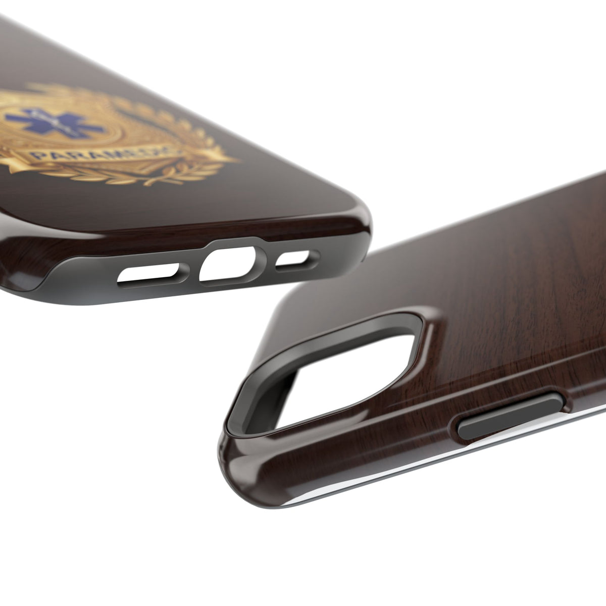 Gold Paramedic Laurel Badge Wood Phone Case — Magnetic Wireless Charging Cover