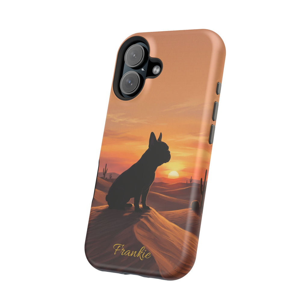 Personalized French Bulldog Desert Sunset Phone Case — Wireless Charging Cover