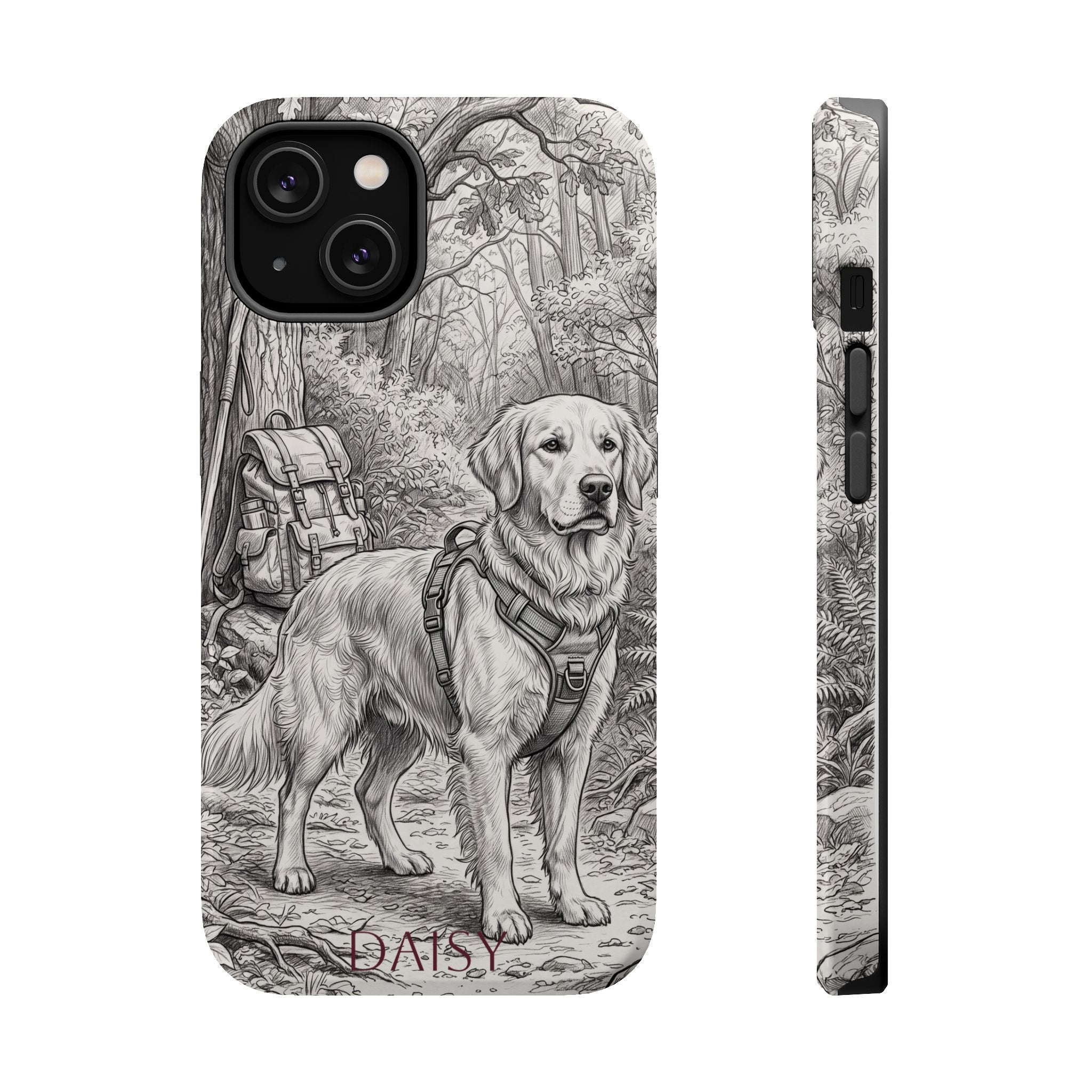 Personalized Golden Retriever Woodland Trail Phone Case — Wireless Charging Cover