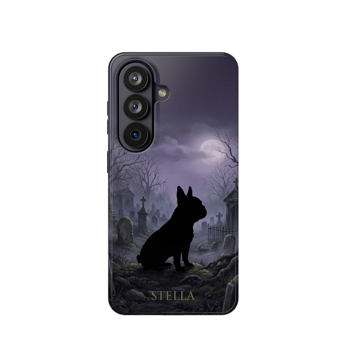 Personalized French Bulldog Moonlit Graveyard Phone Case — Wireless Charging Cover