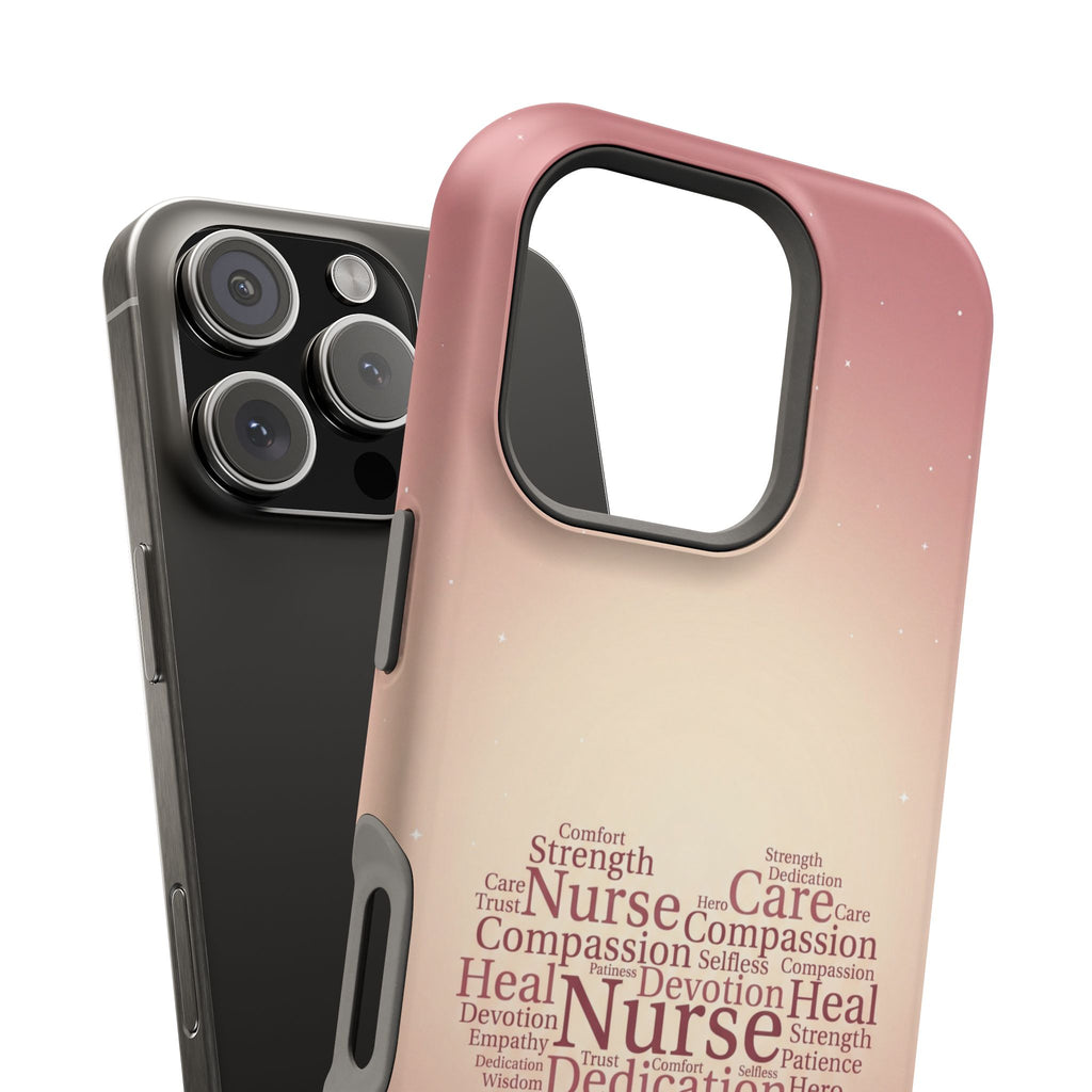 Nurse Heart Word Art Phone Case — Impact-Resistant Wireless Charging Cover