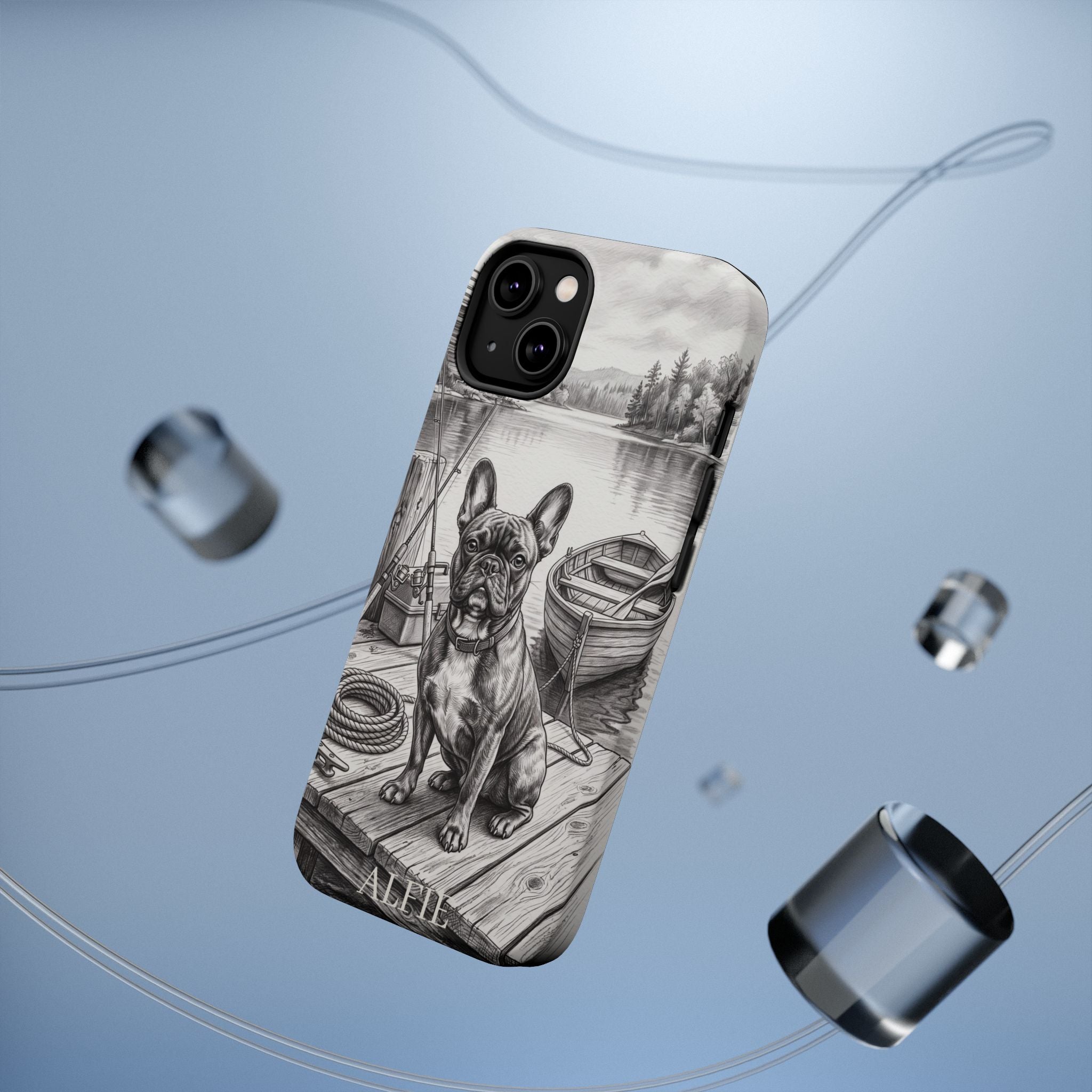 Personalized French Bulldog Lakeside Dock Phone Case — Wireless Charging Cover