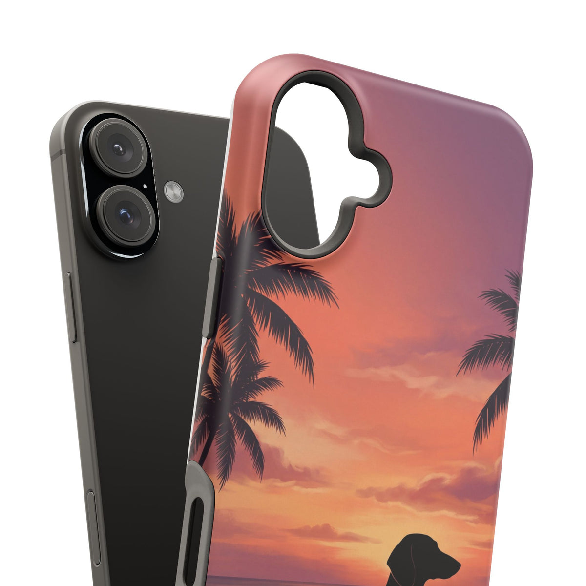 Personalized Dachshund Tropical Beach Sunset Phone Case — Wireless Charging Cover