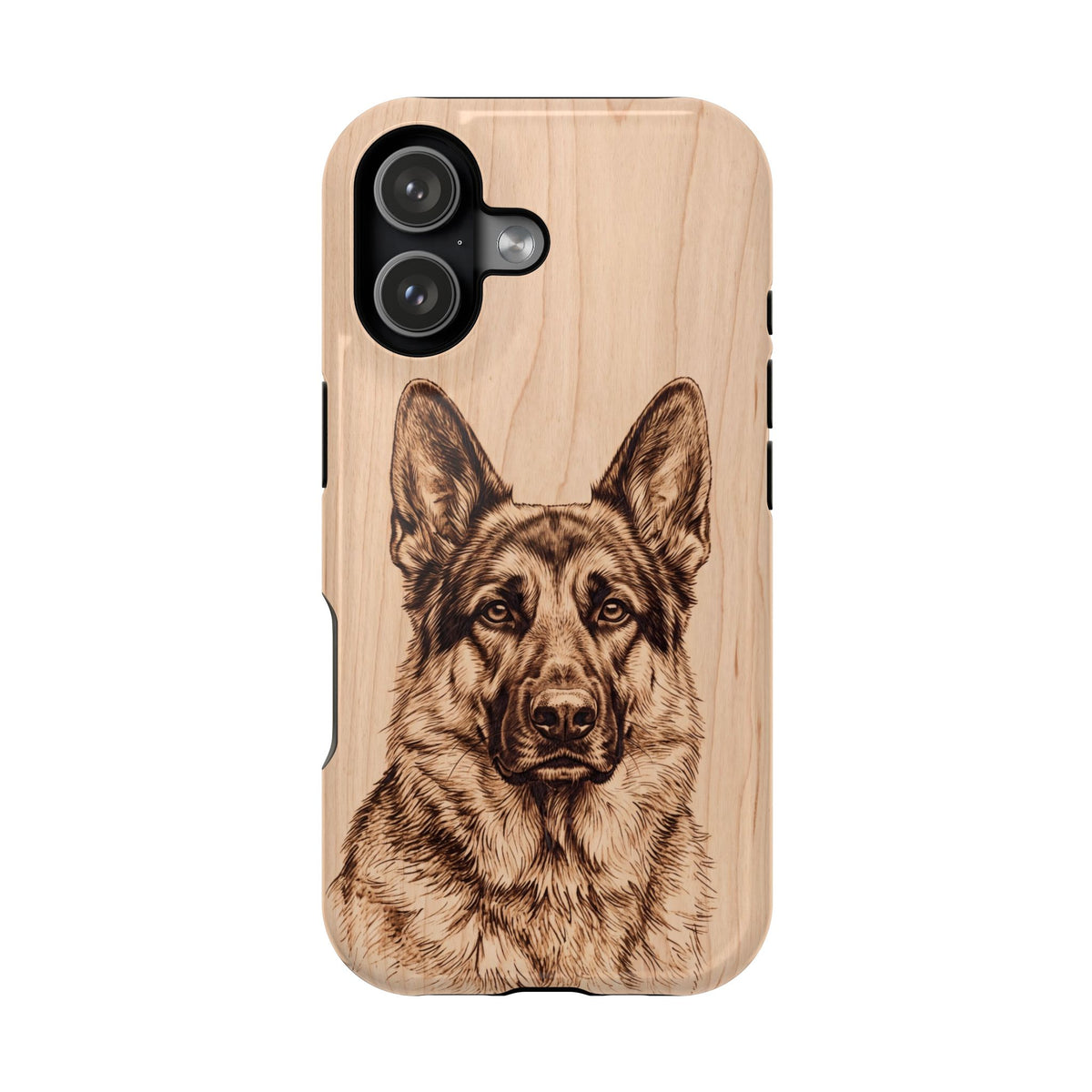 German Shepherd Phone Case | Pyrography Art — Tough Magnetic Case with Wireless Charging