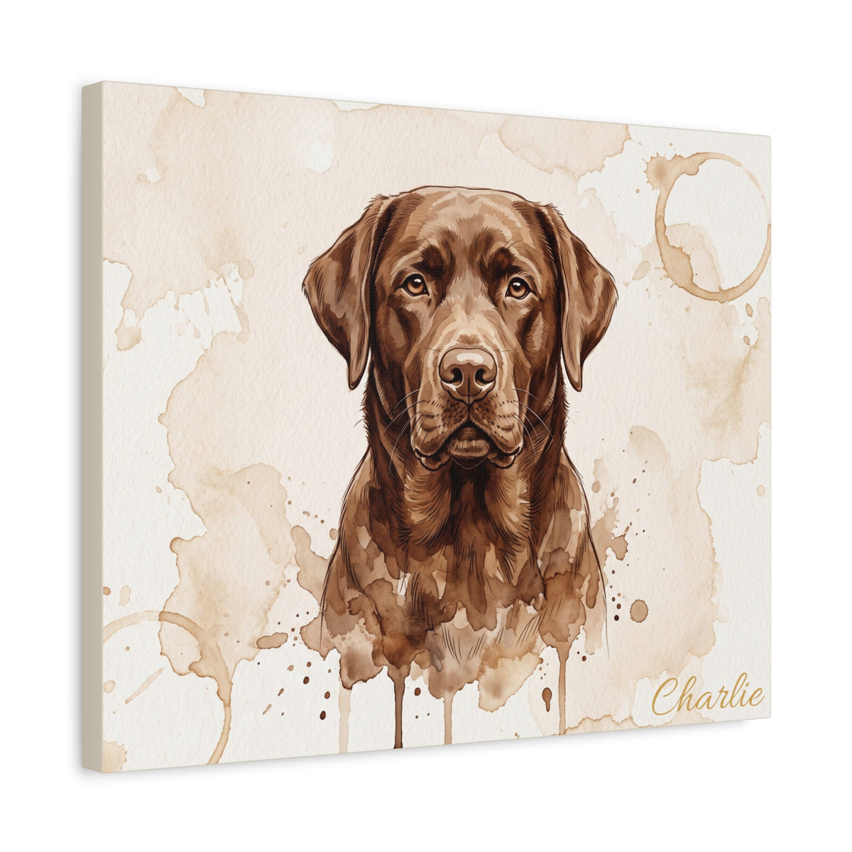 Chocolate Labrador Personalized Canvas | Watercolor Sepia Wall Art