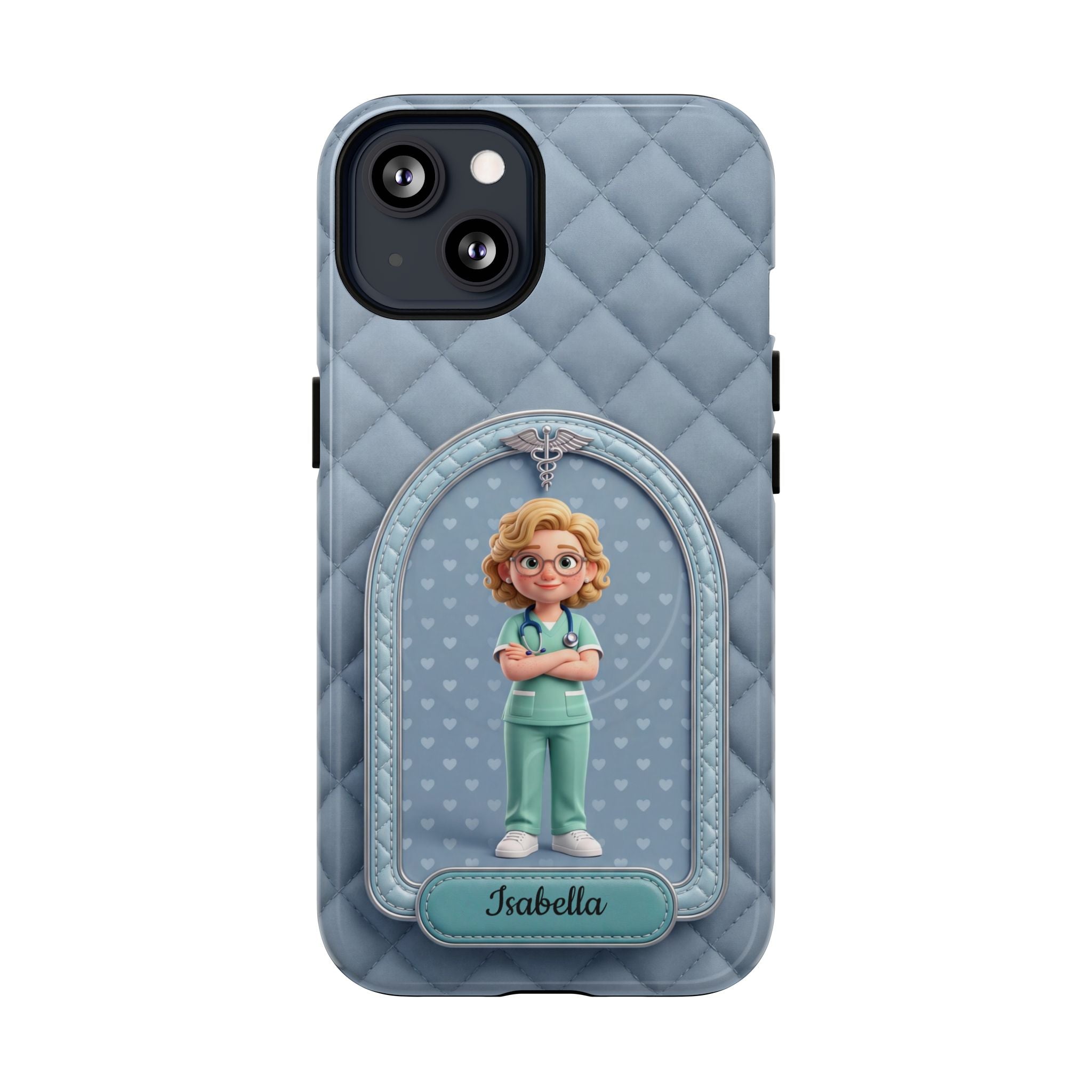 Personalized Nurse Phone Case | Quilted Badge Design, Custom Name iPhone Case