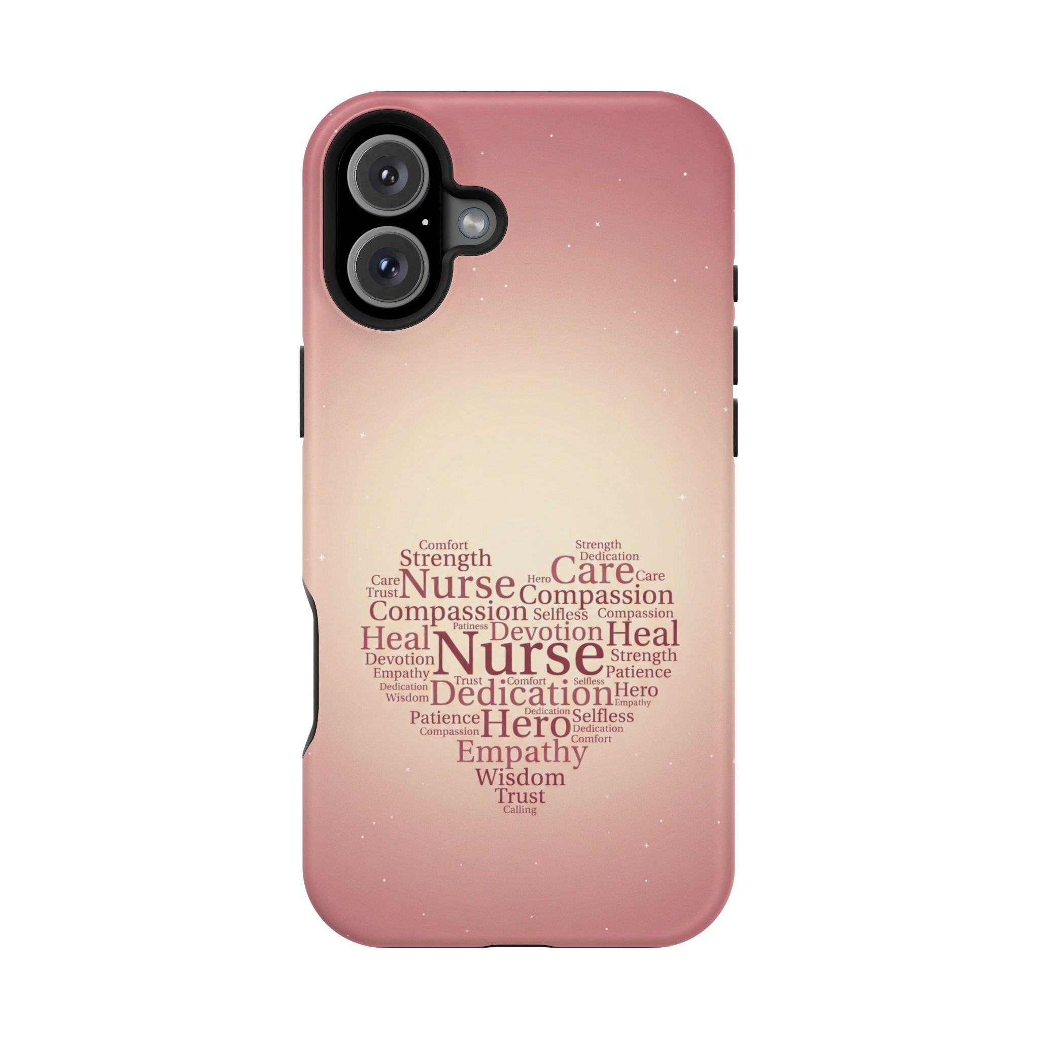 Nurse Heart Word Art Phone Case — Impact-Resistant Wireless Charging Cover