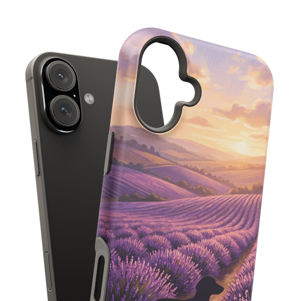 Personalized Dachshund Lavender Field Phone Case — Wireless Charging Cover