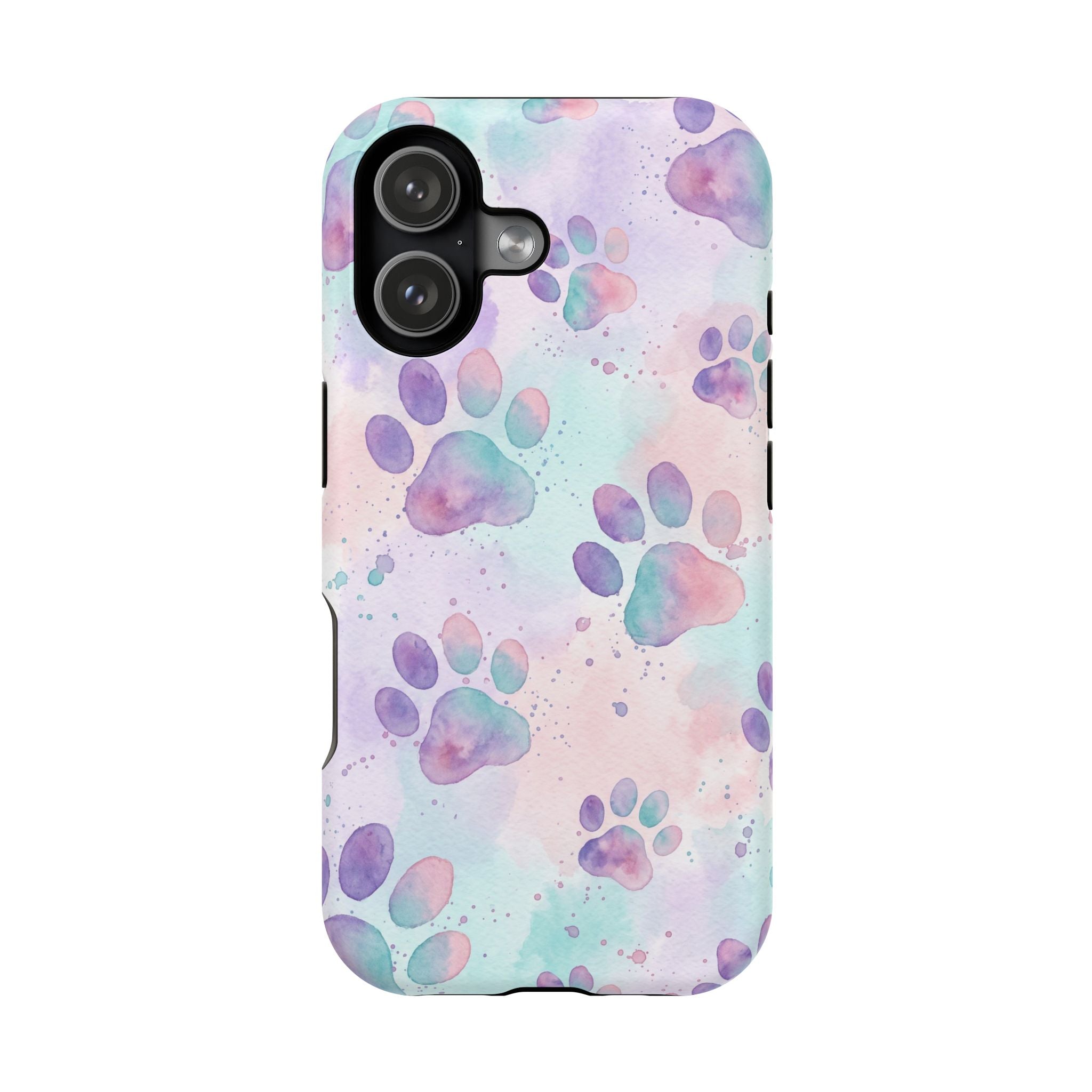 Watercolor Paw Print Phone Case — Impact-Resistant Wireless Charging Cover