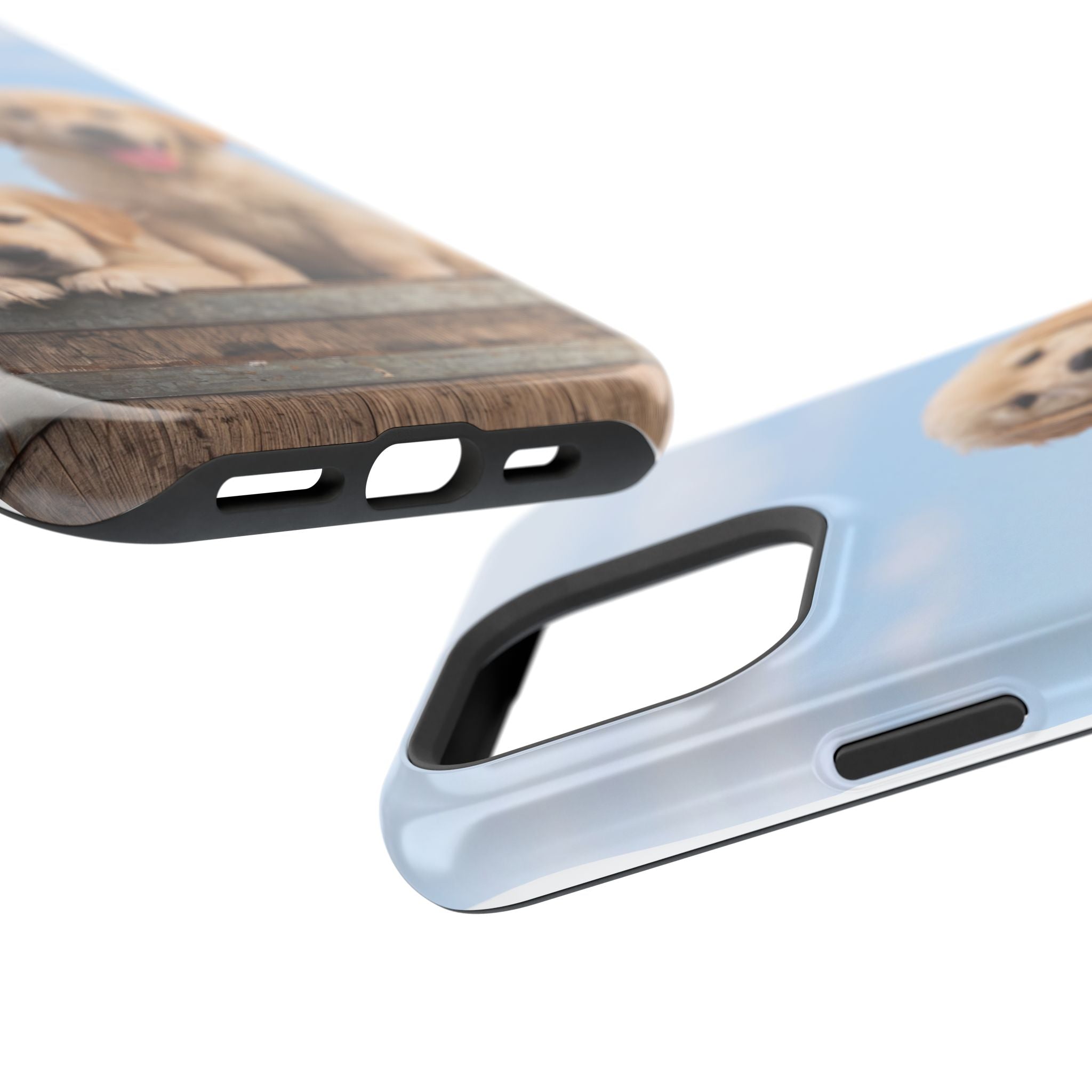 Golden Retriever Puppy Duo Phone Case — Impact-Resistant Wireless Charging Cover
