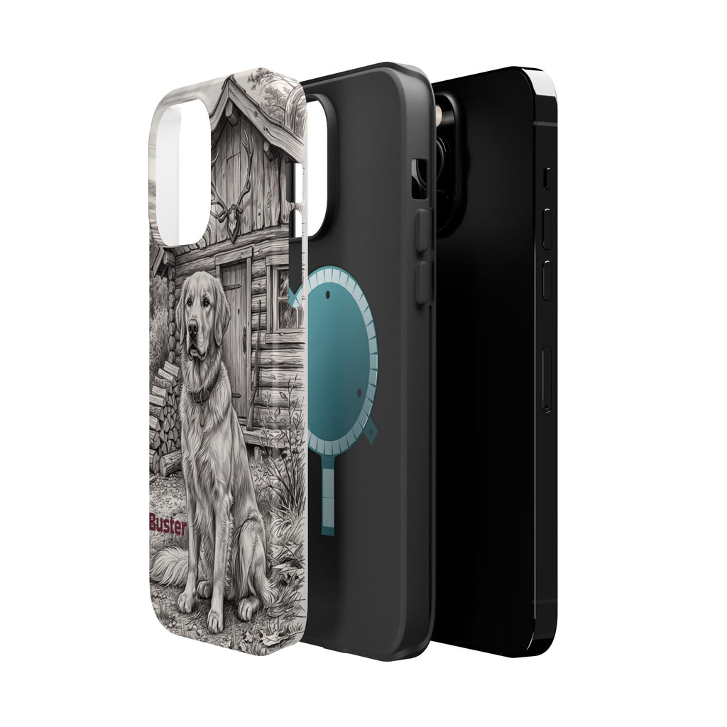 Personalized Golden Retriever Cabin Porch Phone Case — Wireless Charging Cover