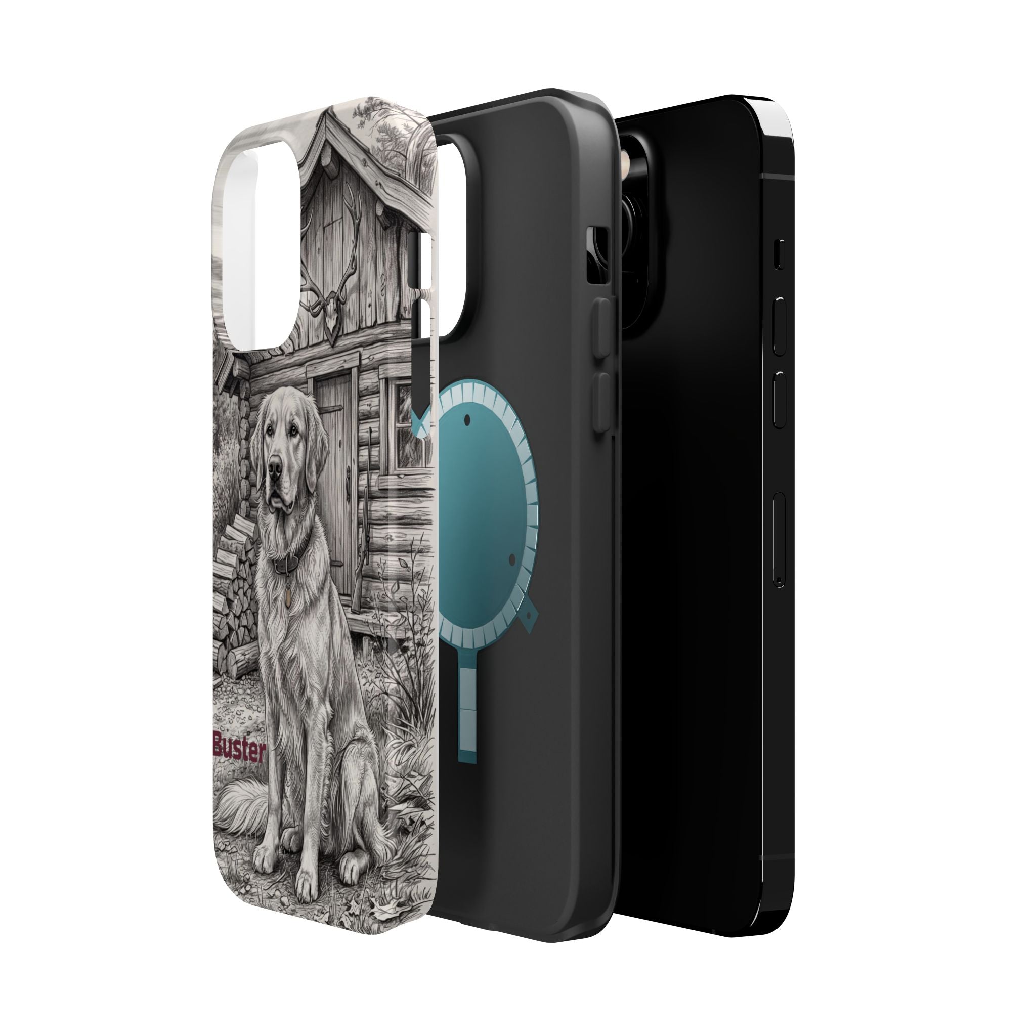 Personalized Golden Retriever Cabin Porch Phone Case — Wireless Charging Cover