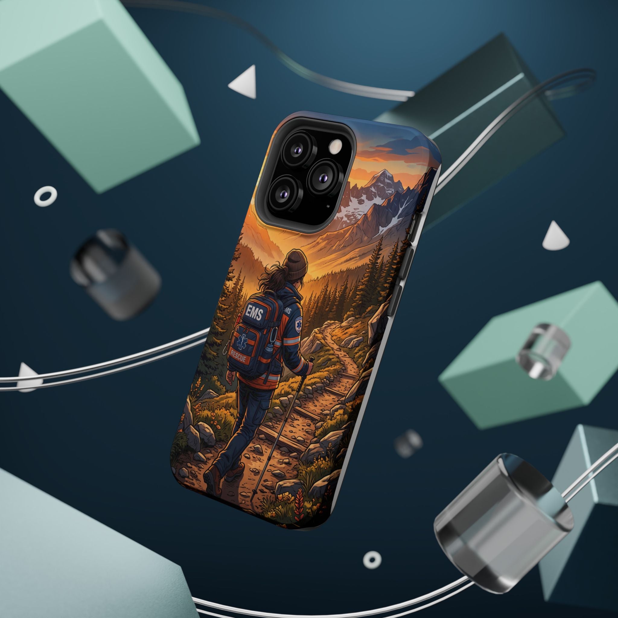 Paramedic/EMT Mountain Phone Case — Magnetic Wireless Charging Cover