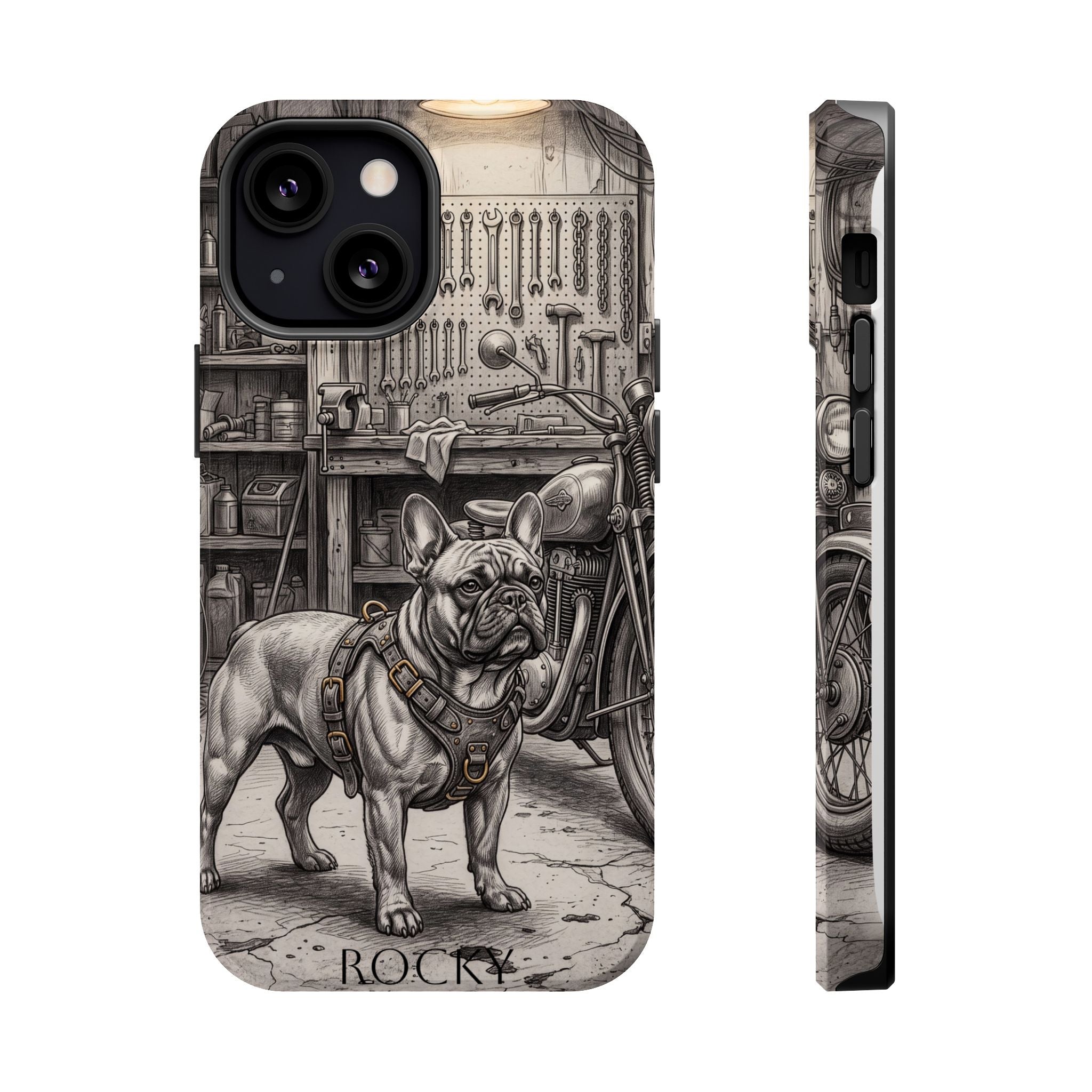 Personalized French Bulldog Vintage Street Phone Case — Wireless Charging Cover