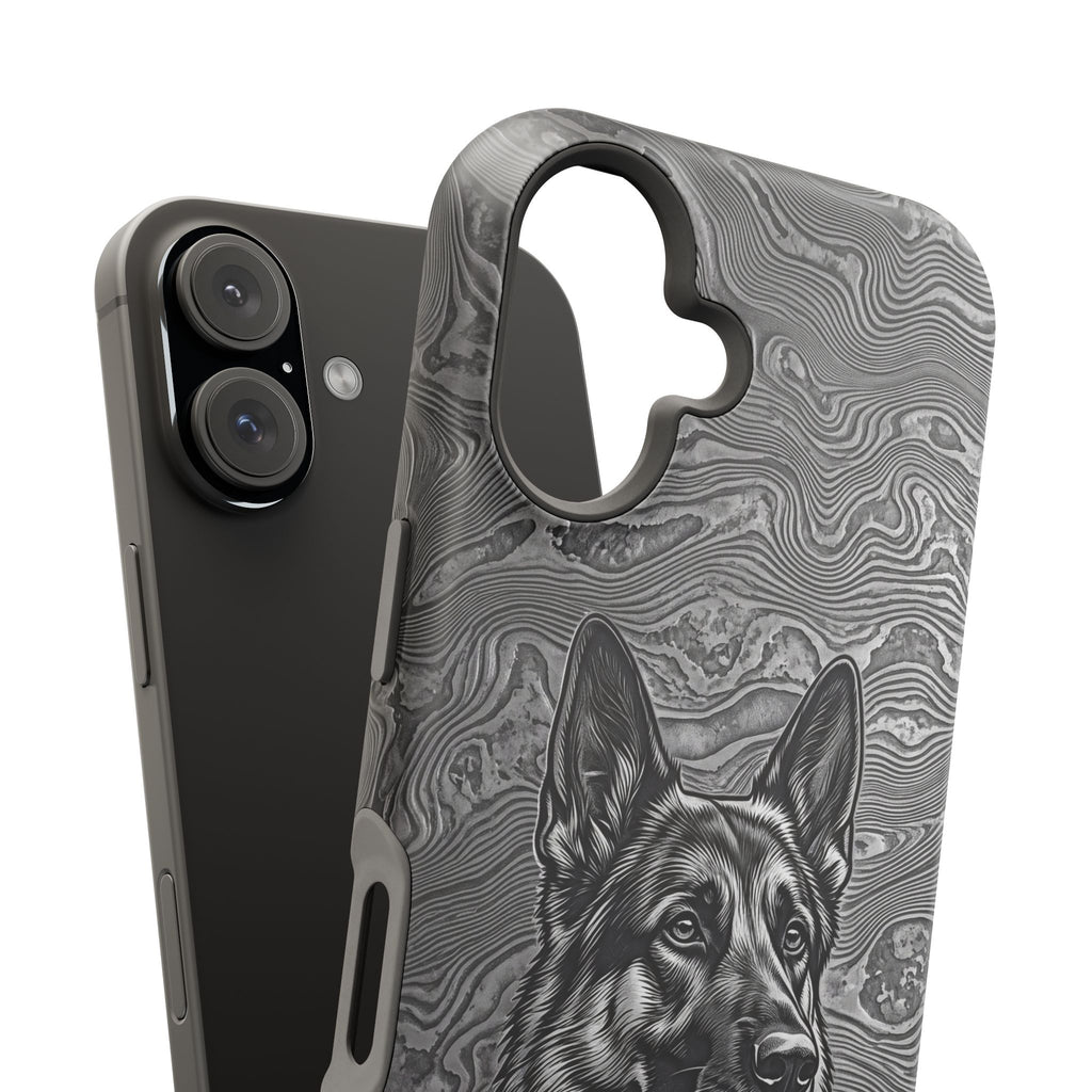 German Shepherd Phone Case | Damascus Art — Tough Magnetic Case with Wireless Charging
