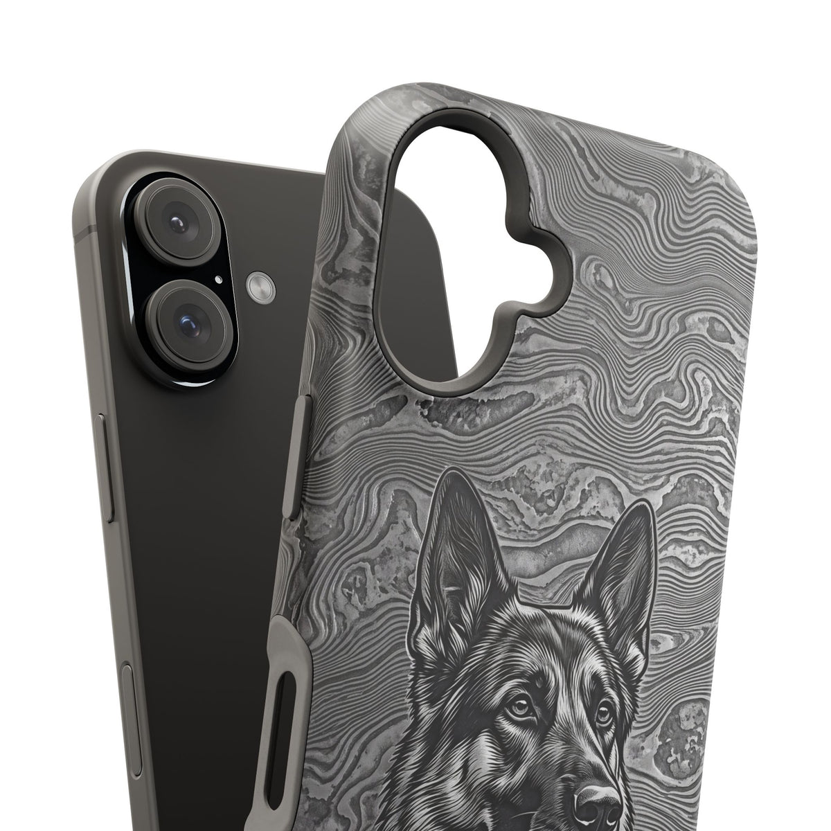 German Shepherd Phone Case | Damascus Art — Tough Magnetic Case with Wireless Charging