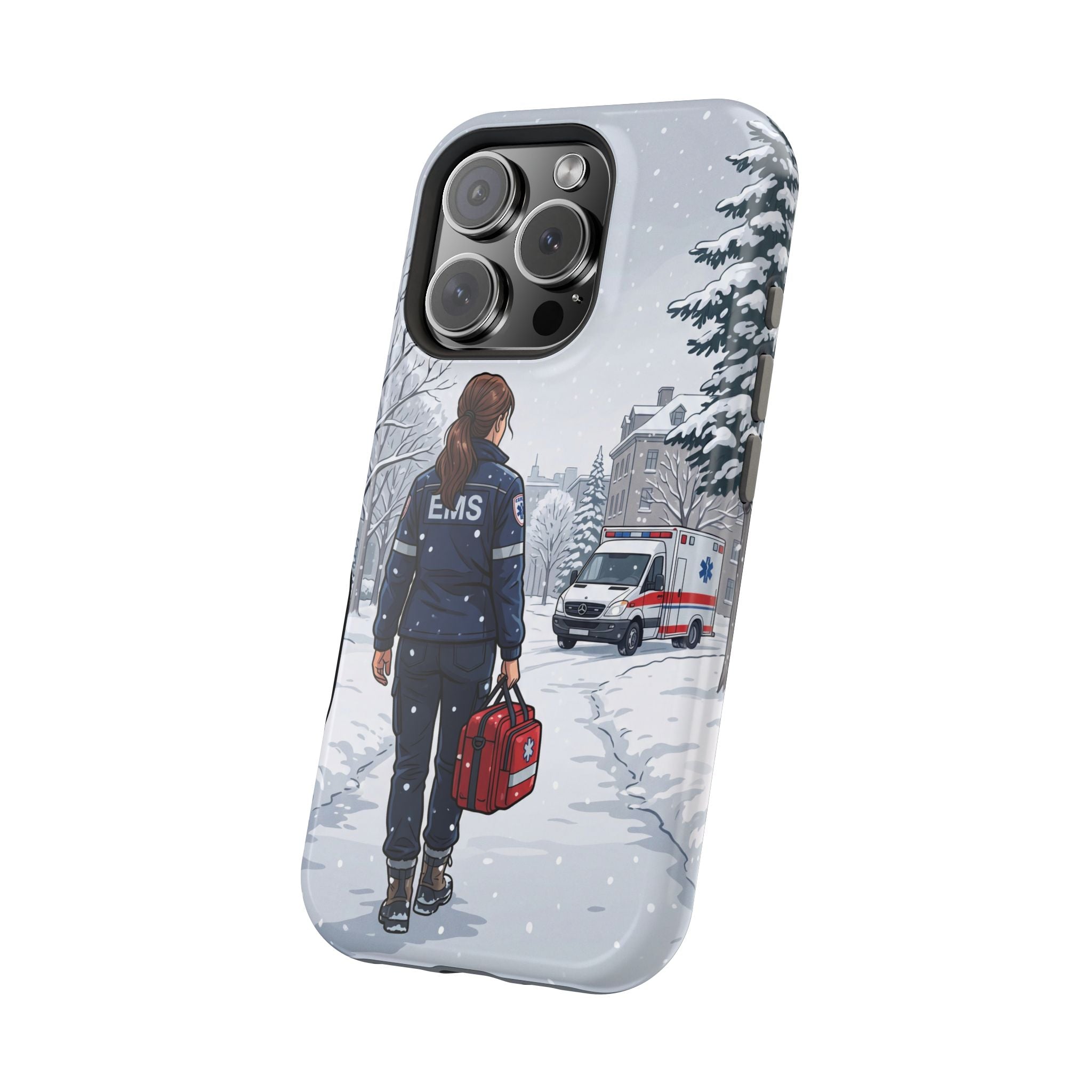 Paramedic/EMT Winter Phone Case — Magnetic Wireless Charging Cover
