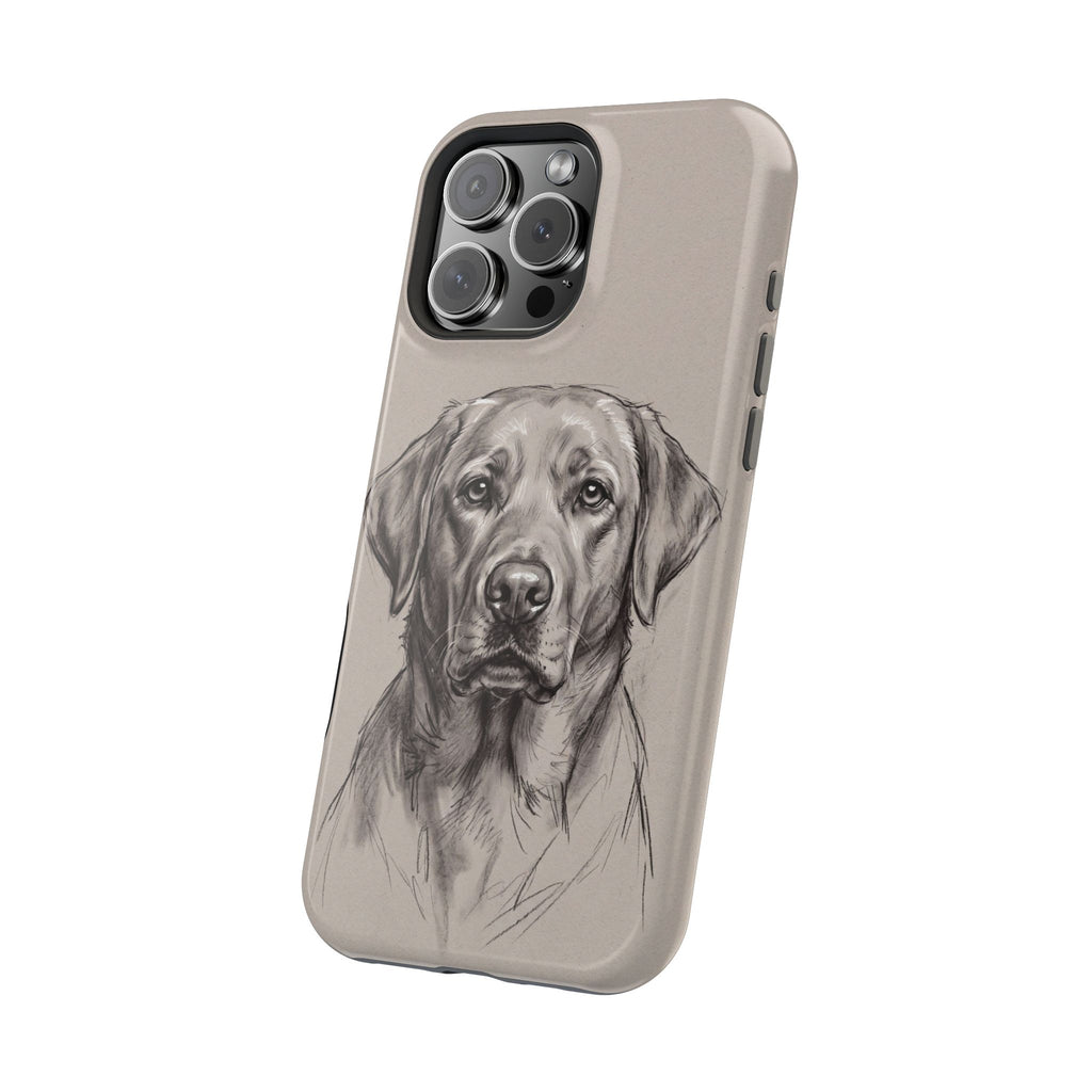 Charcoal Sketch Labrador Phone Case — Tough Magnetic Case with Wireless Charging