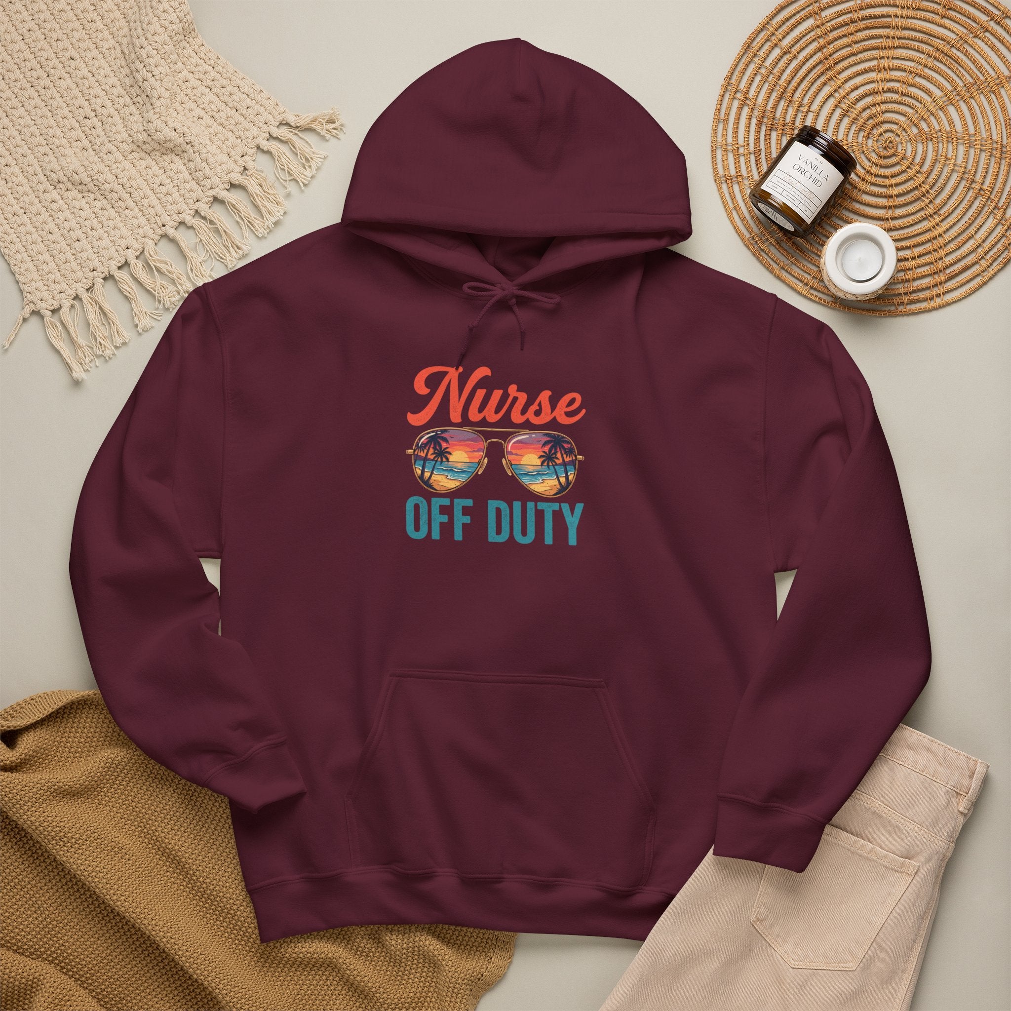Nurse Off Duty Hoodie — Beach Vacation Nurse Graphic Pullover