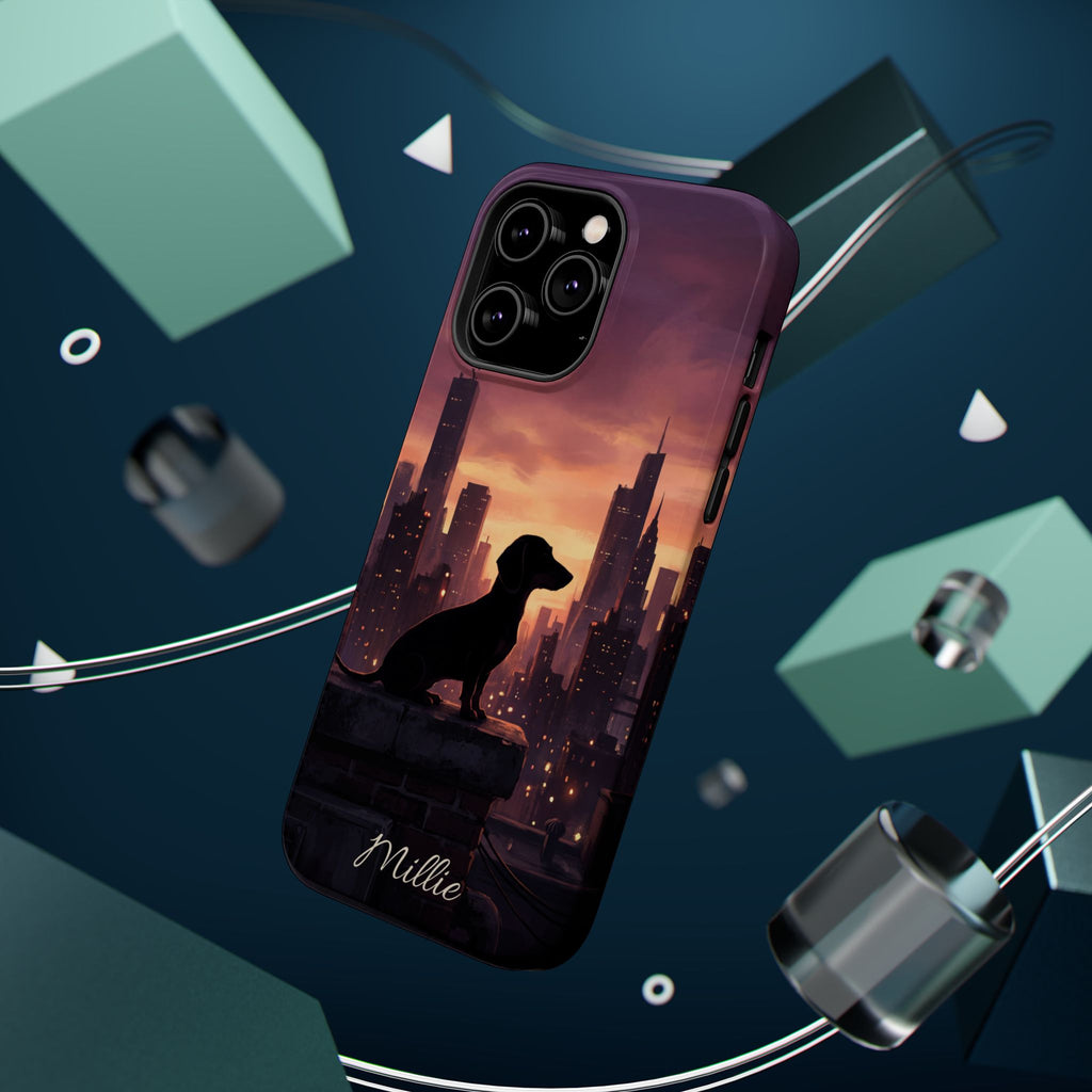 Personalized Dachshund City Skyline Phone Case — Wireless Charging Cover