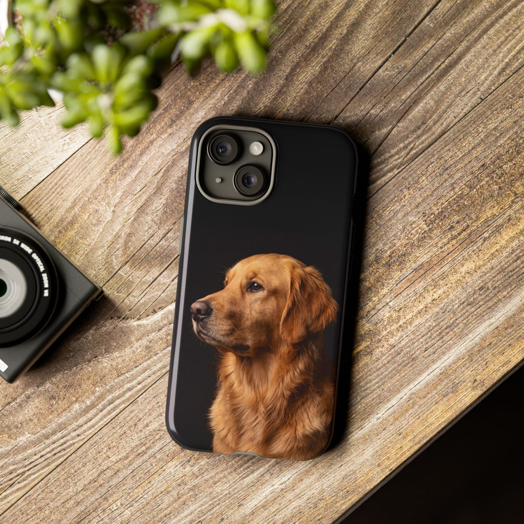 Golden Retriever Portrait Phone Case | Realistic Dog Photo on Black Background | iPhone & Samsung