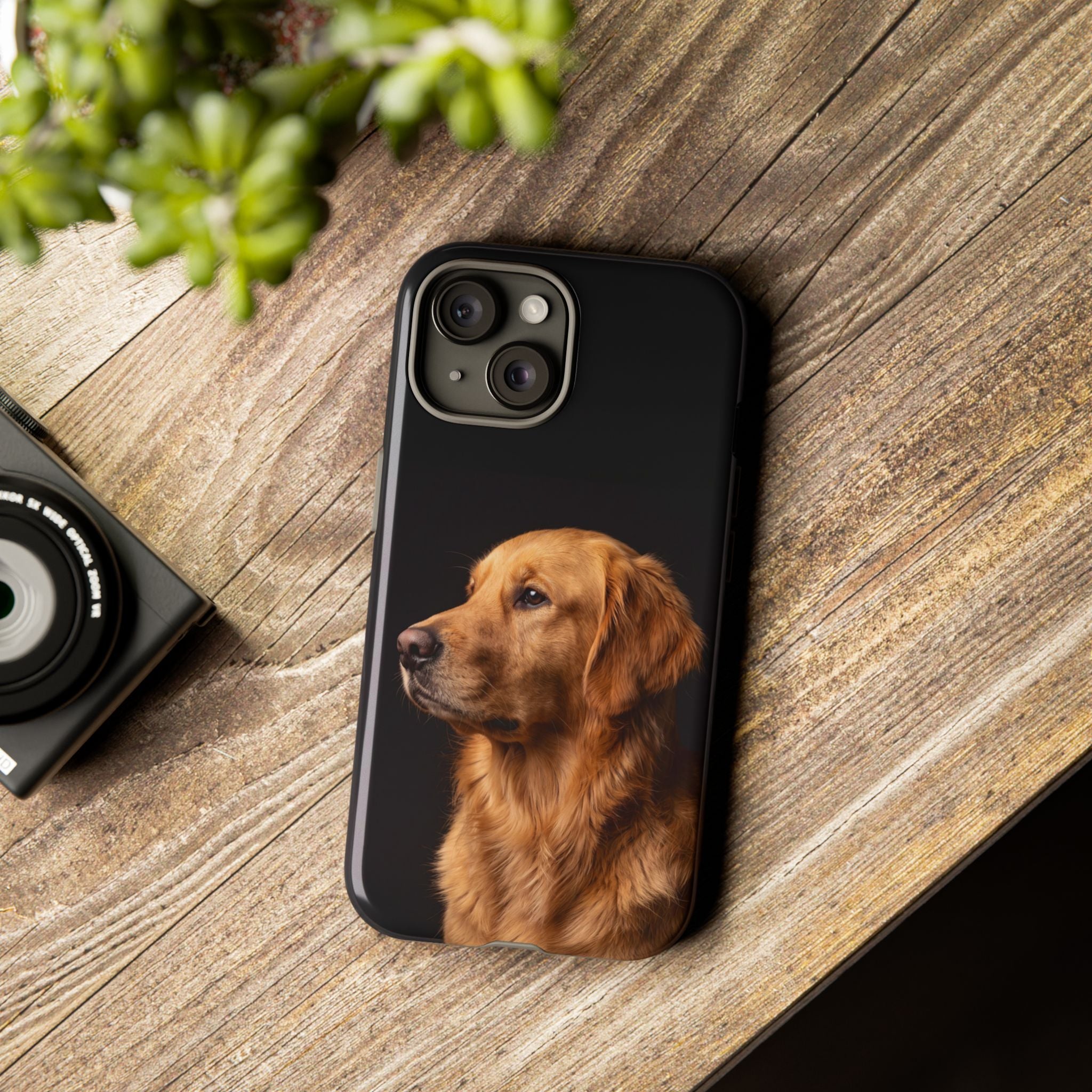 Golden Retriever Portrait Phone Case | Realistic Dog Photo on Black Background | iPhone & Samsung