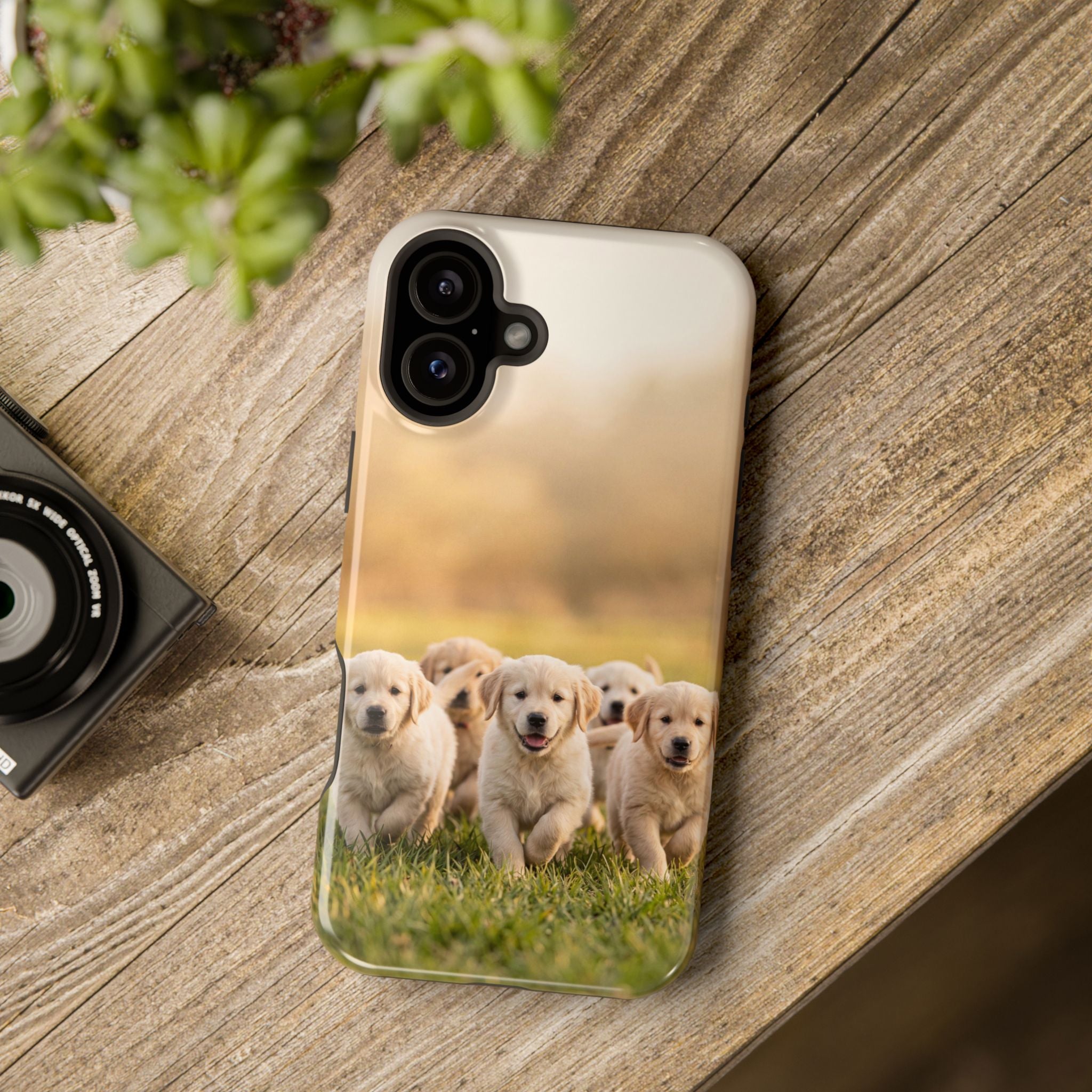 Golden Retriever Puppies Phone Case — Impact-Resistant Wireless Charging Cover