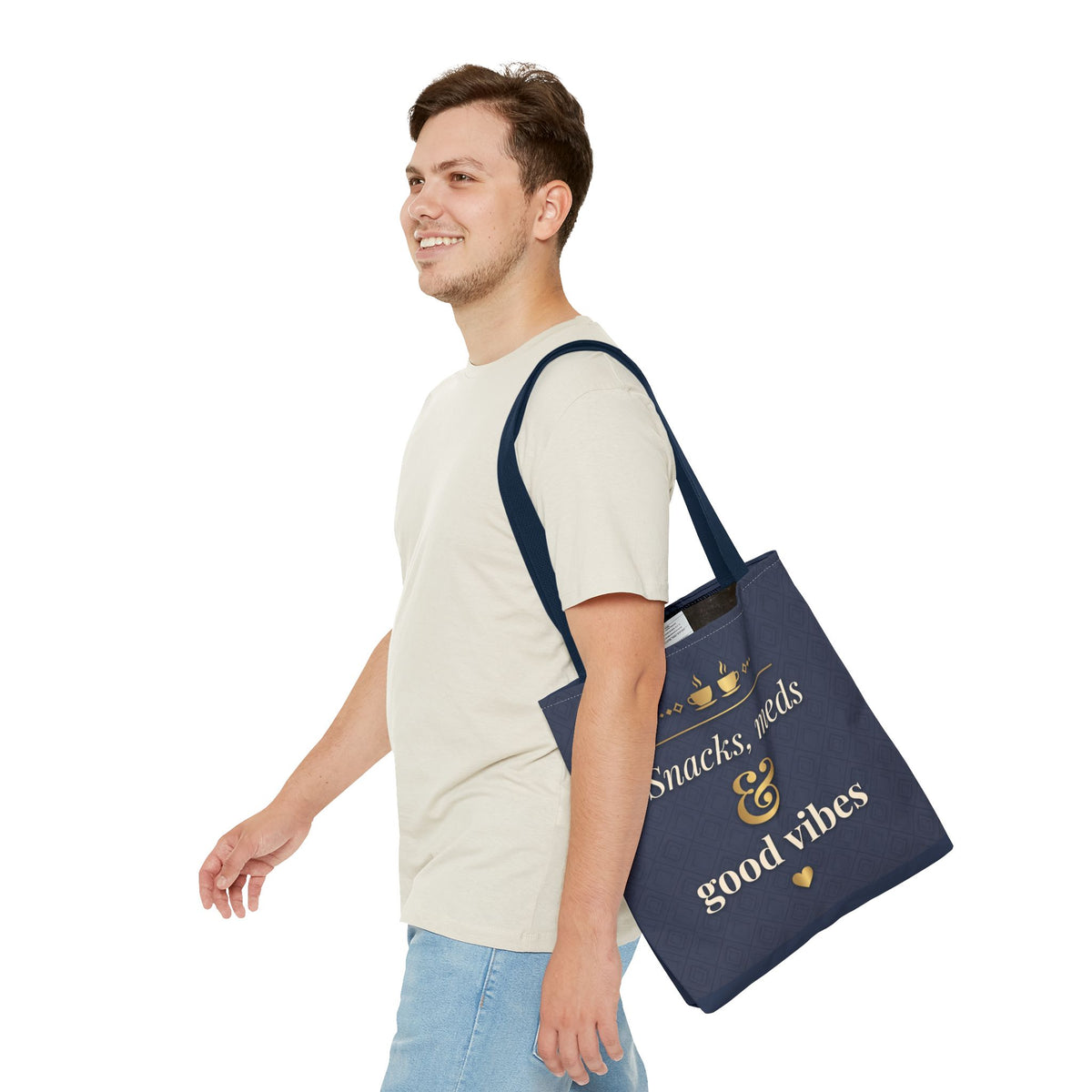 Snacks Meds & Good Vibes Tote | Funny Nurse Gift Tote Bag | Healthcare Worker Humour Gift | Premium Polyester Carry-All