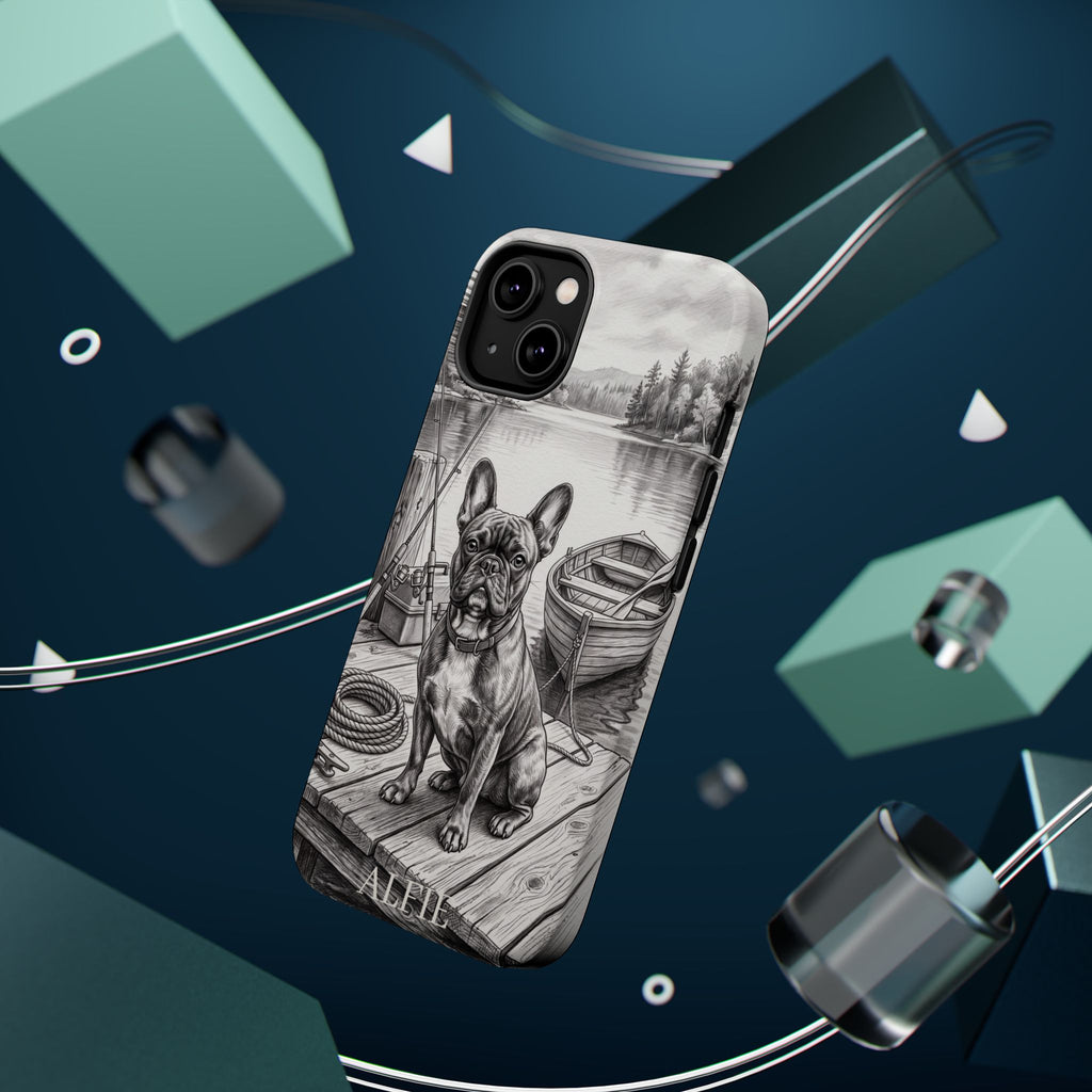 Personalized French Bulldog Lakeside Dock Phone Case — Wireless Charging Cover
