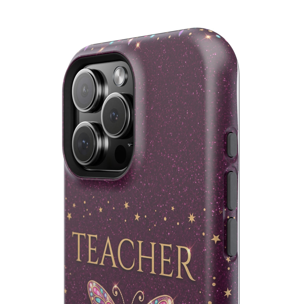 Teacher Life Glitter Butterfly Phone Case — Wireless Charging Cover